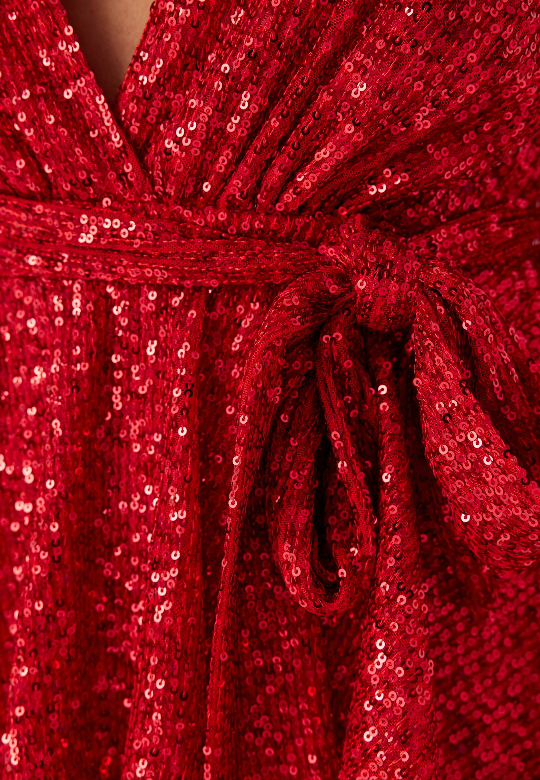 Sequin Deep V Ruffle Skater Dress - Image 4