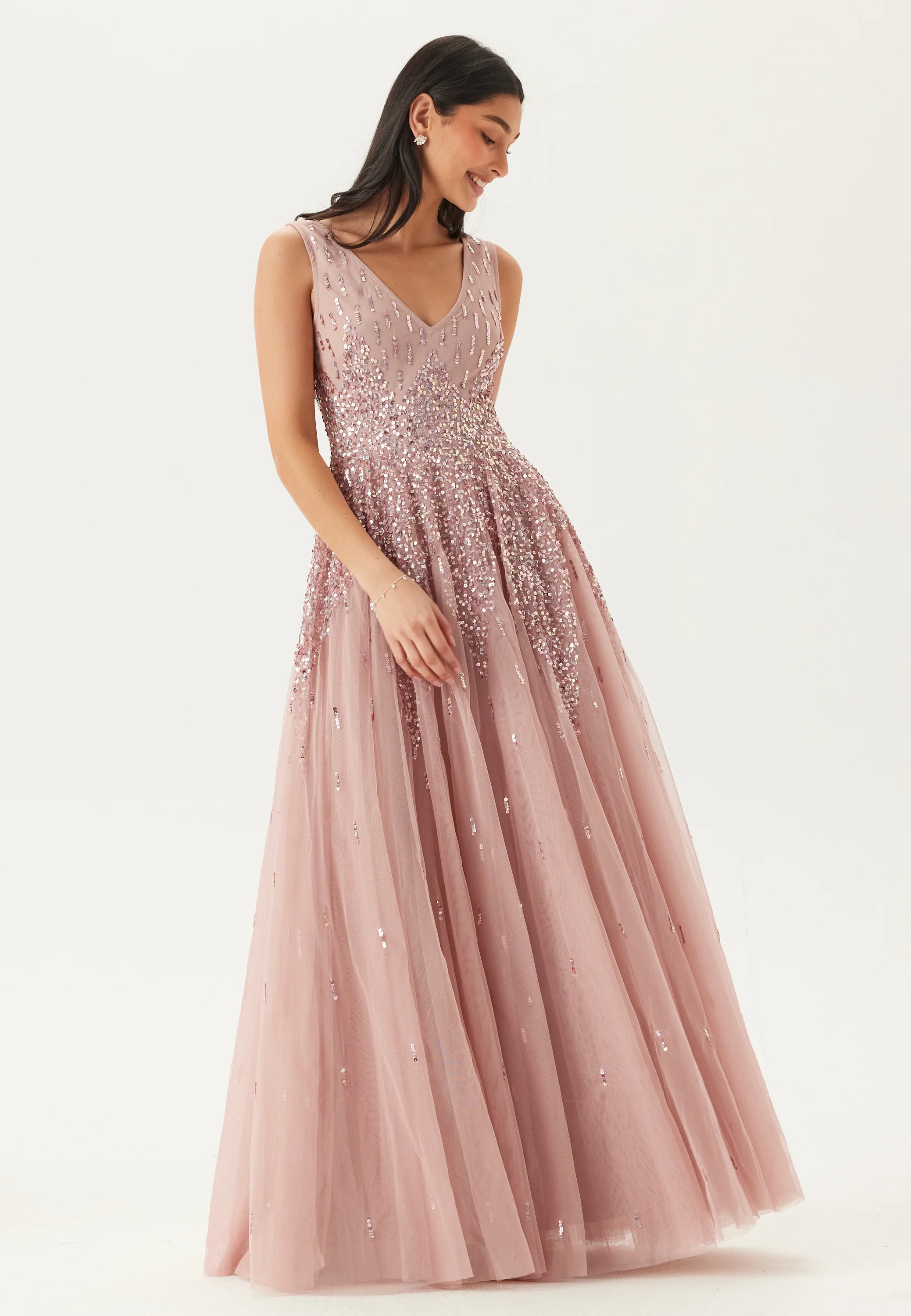 Sequin Sunray Sleeveless Maxi Dress