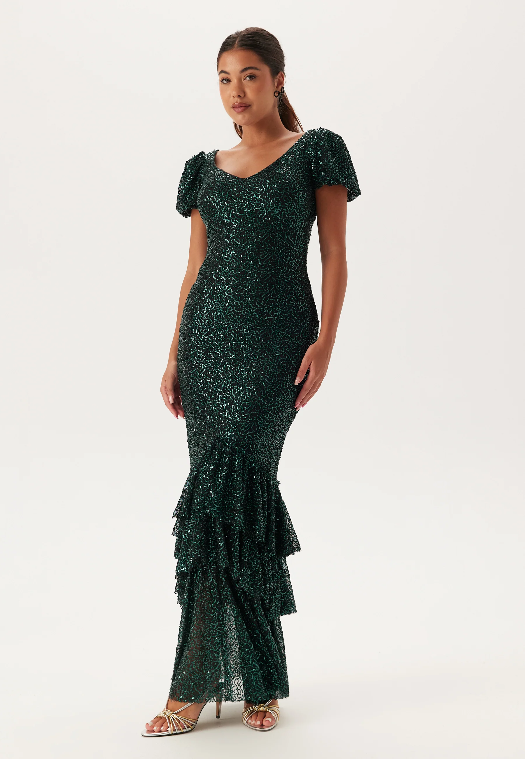 Sequin Tiered Hem Maxi Dress