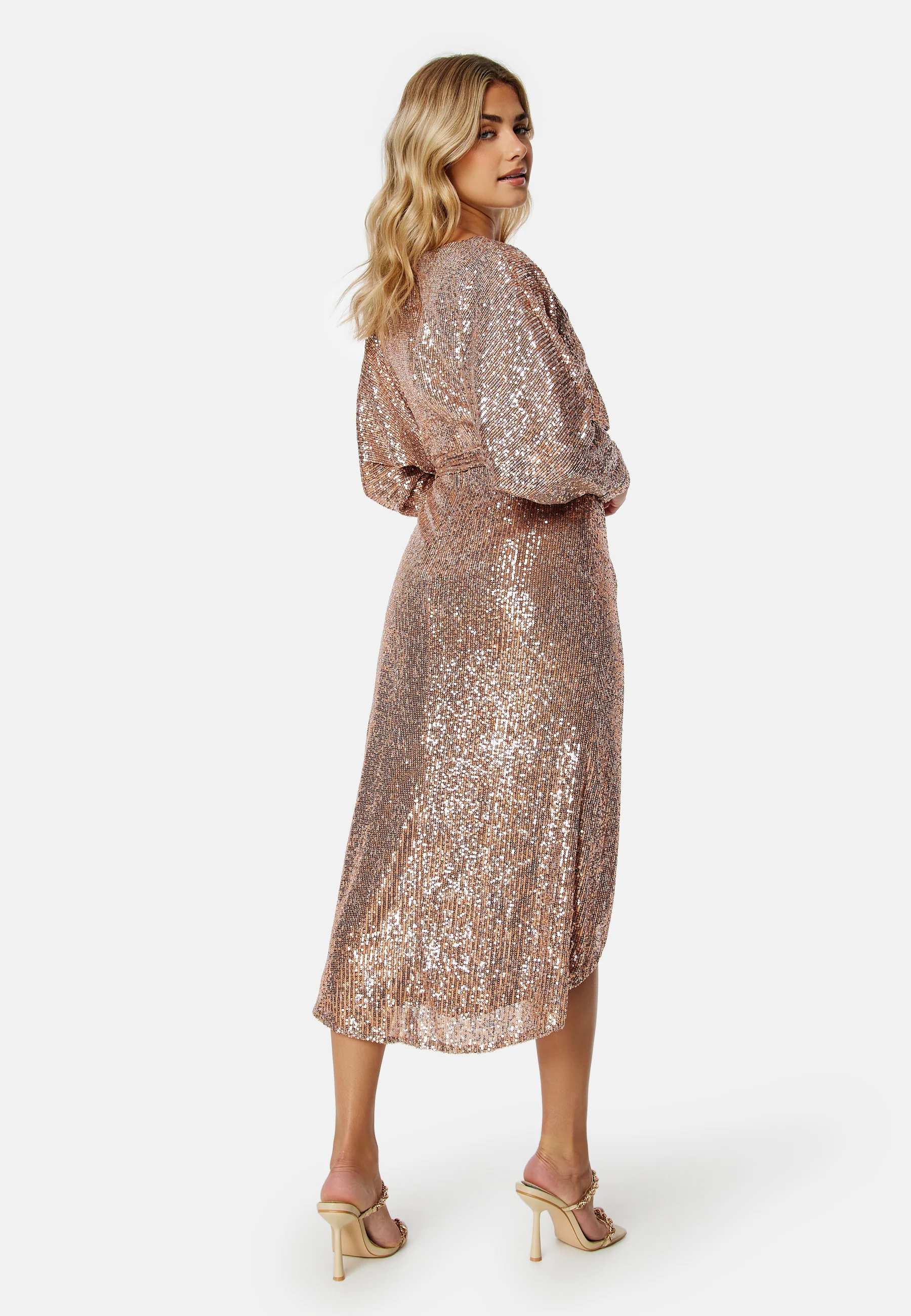 Sequin Wrap Midi Dress - Image 2