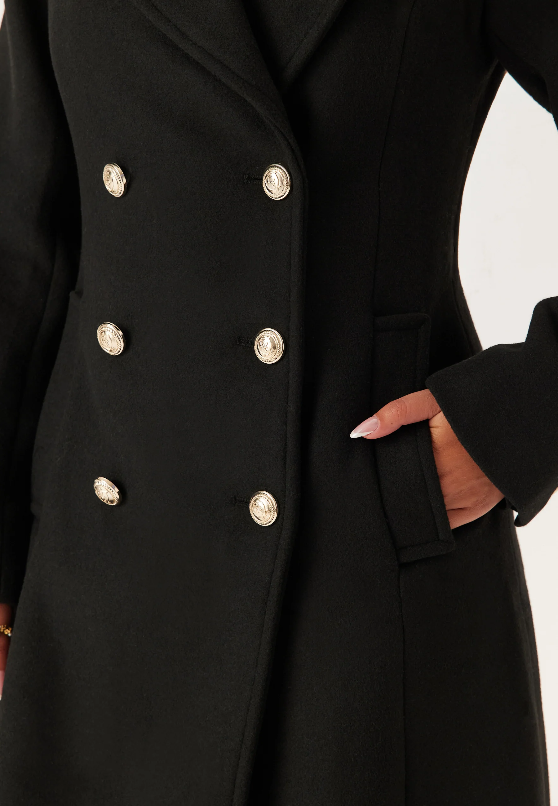Shaped Wool Blend Coat - Image 5