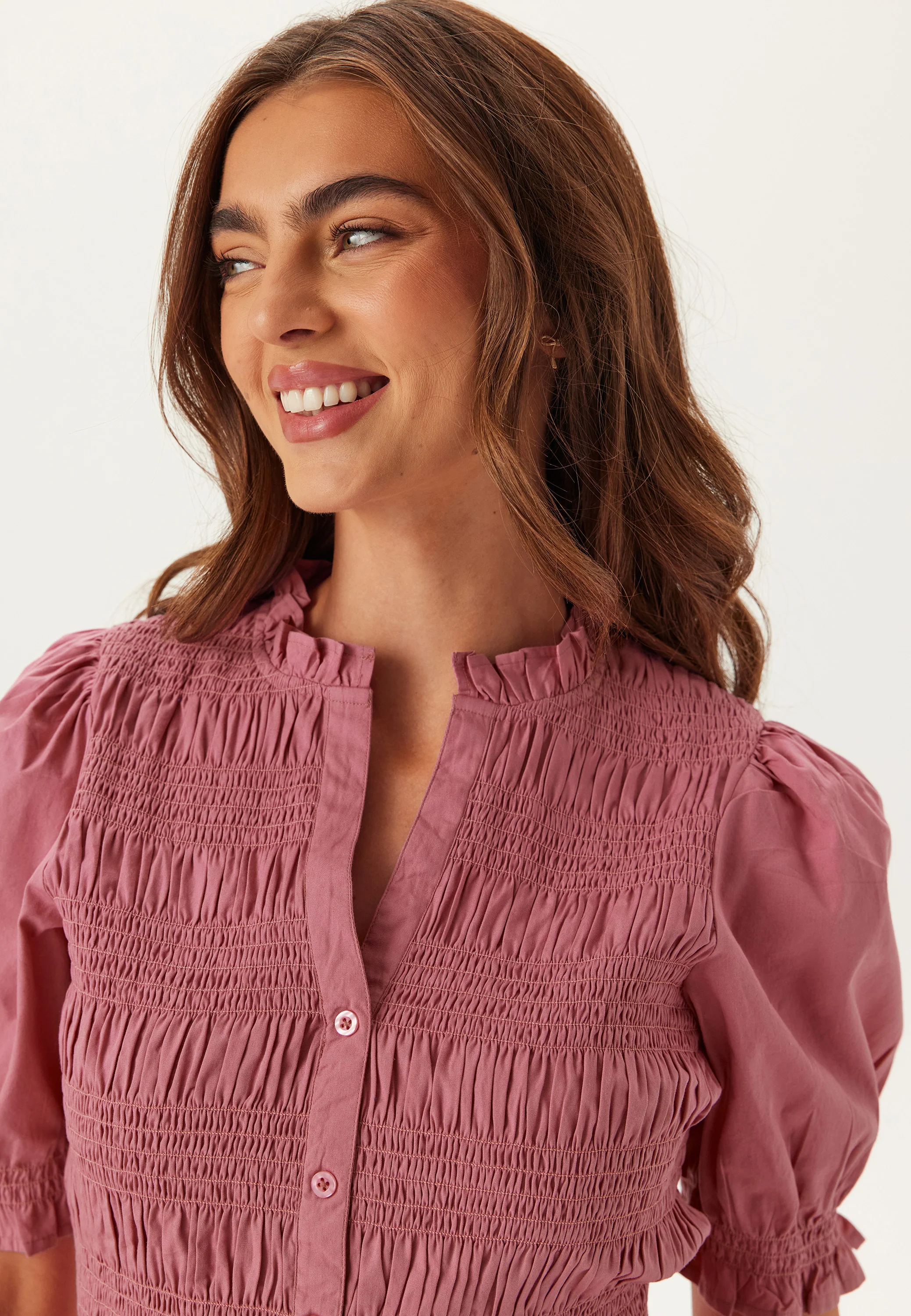 Short Sleeve Cotton Smock Blouse - Image 2