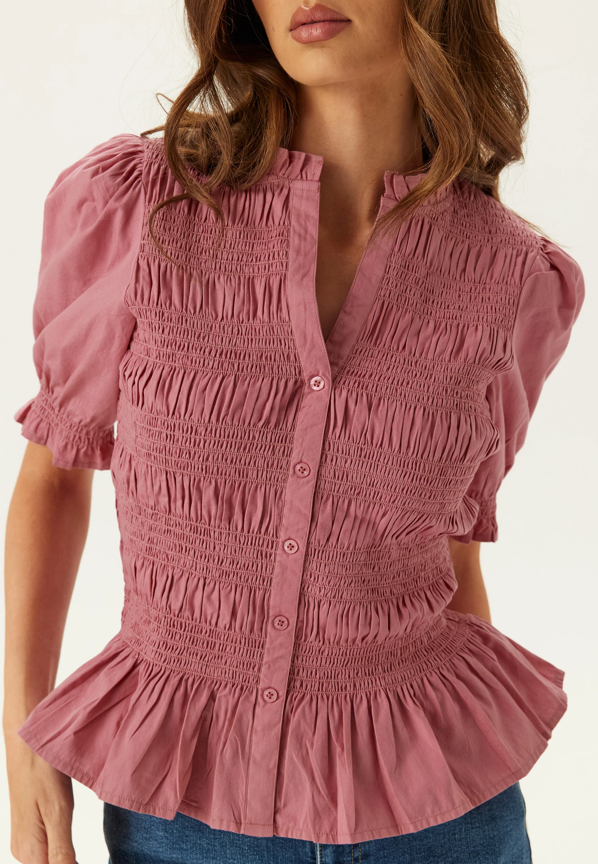 Short Sleeve Cotton Smock Blouse - Image 6