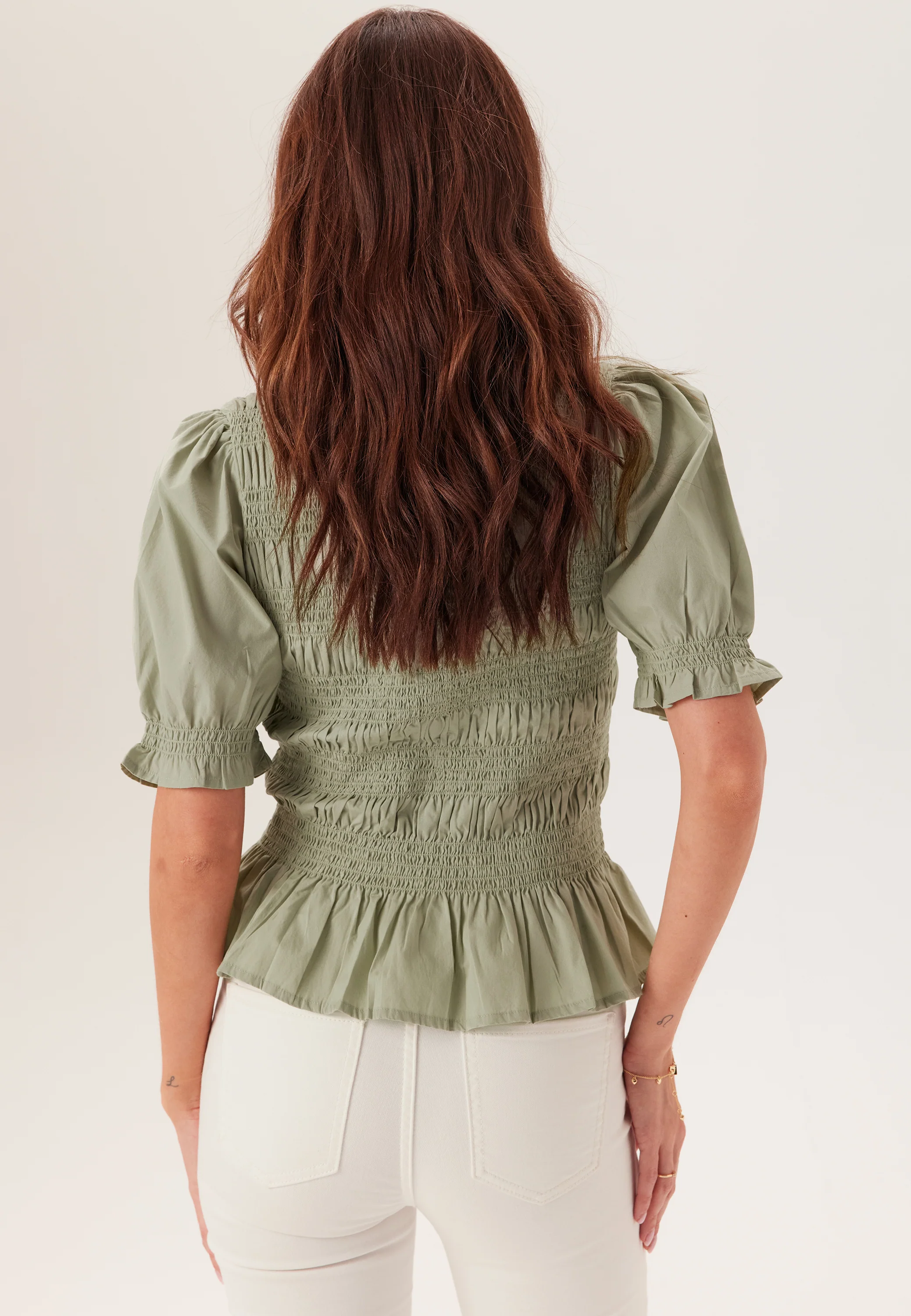 Short Sleeve Cotton Smock Blouse - Image 3