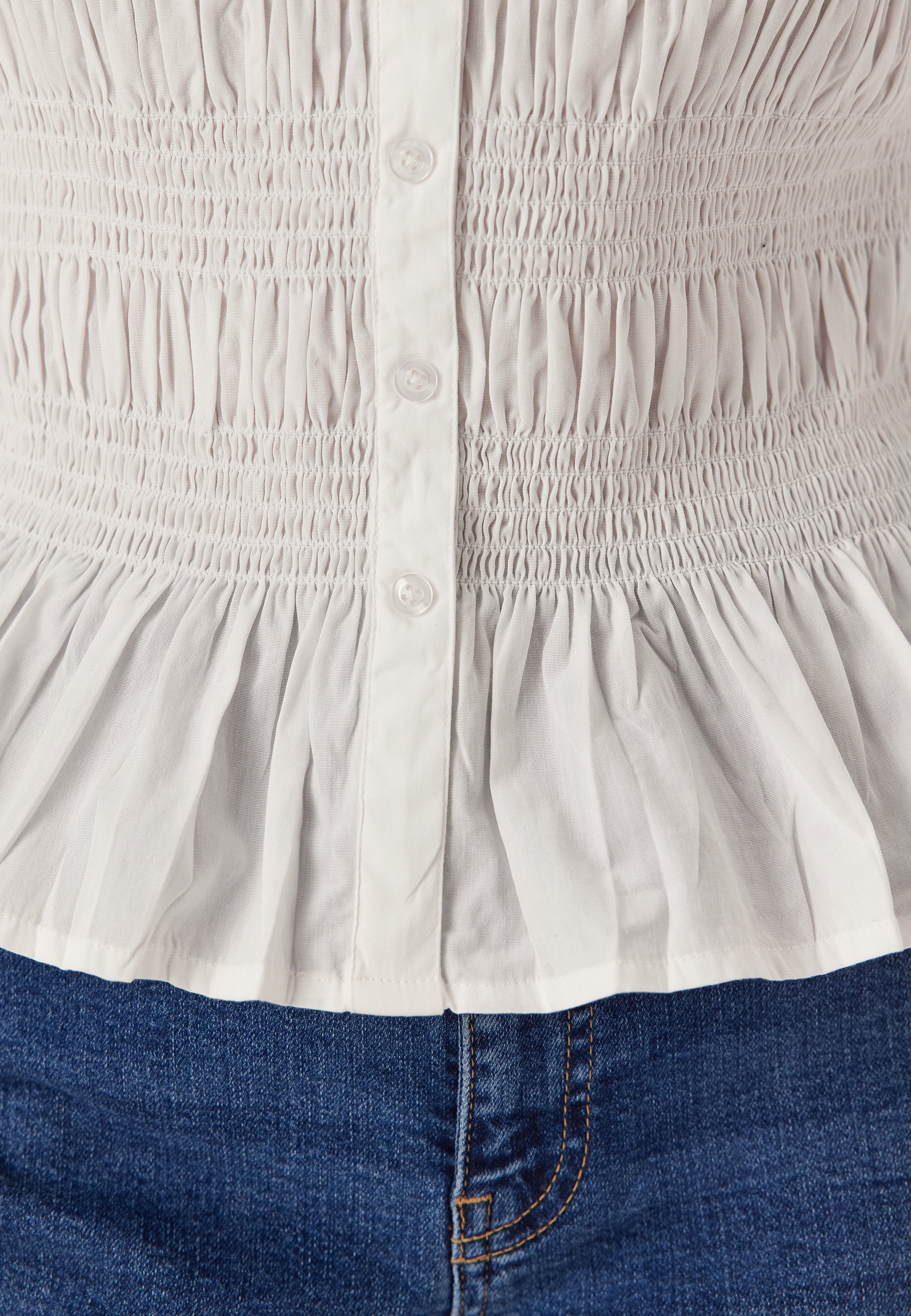Short Sleeve Cotton Smock Blouse - Image 4