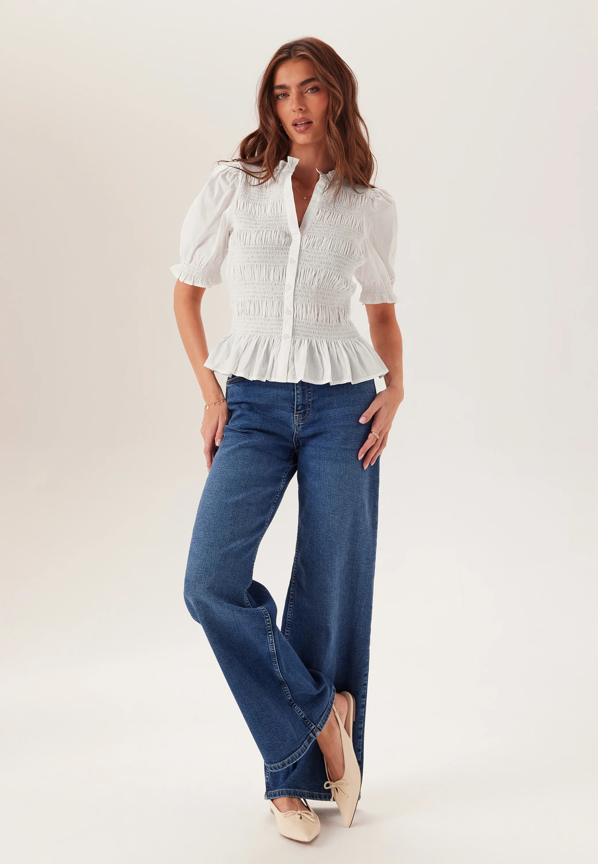 Short Sleeve Cotton Smock Blouse - Image 6