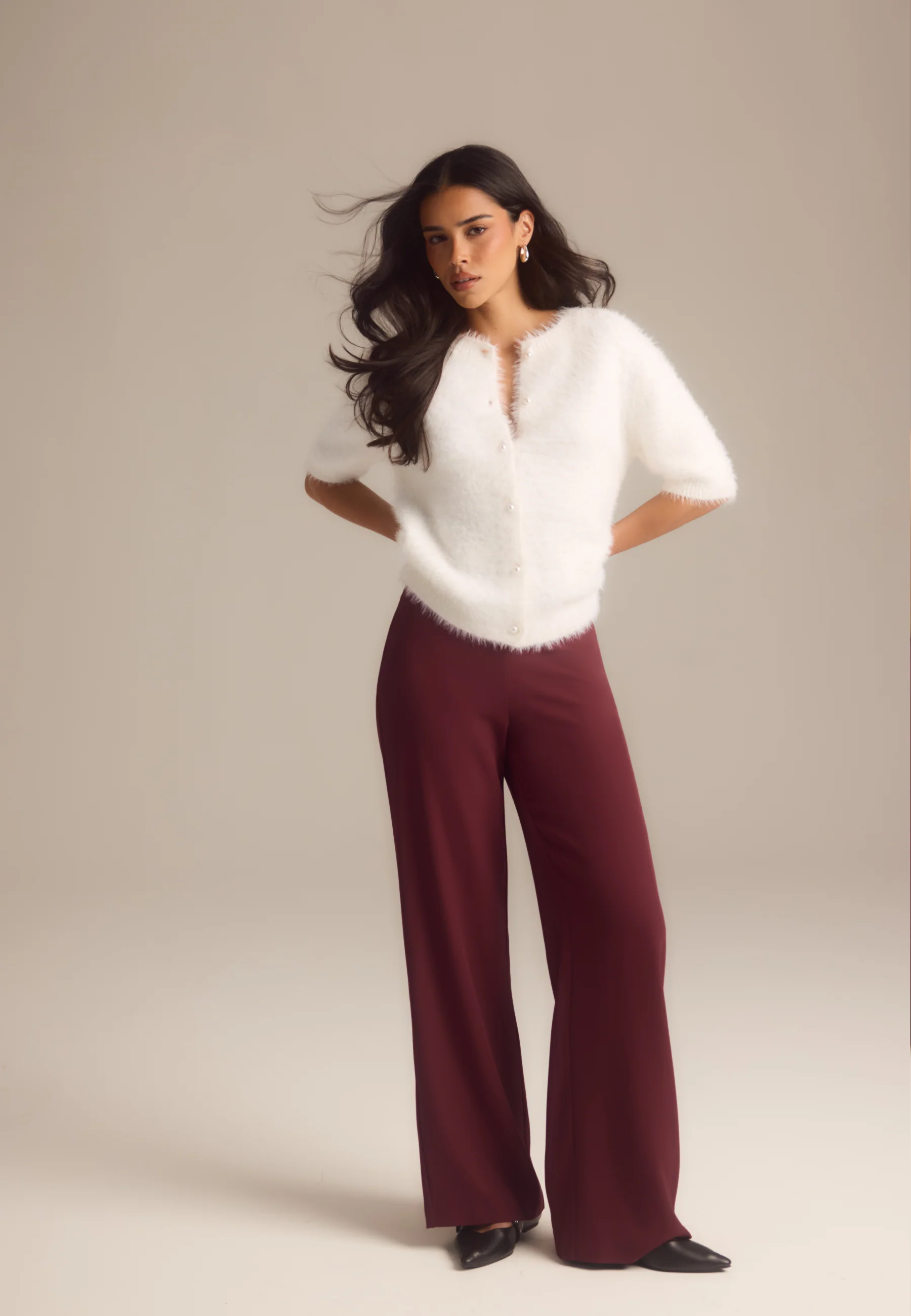Short Sleeve Fluffy Knitted Cardigan - Image 6