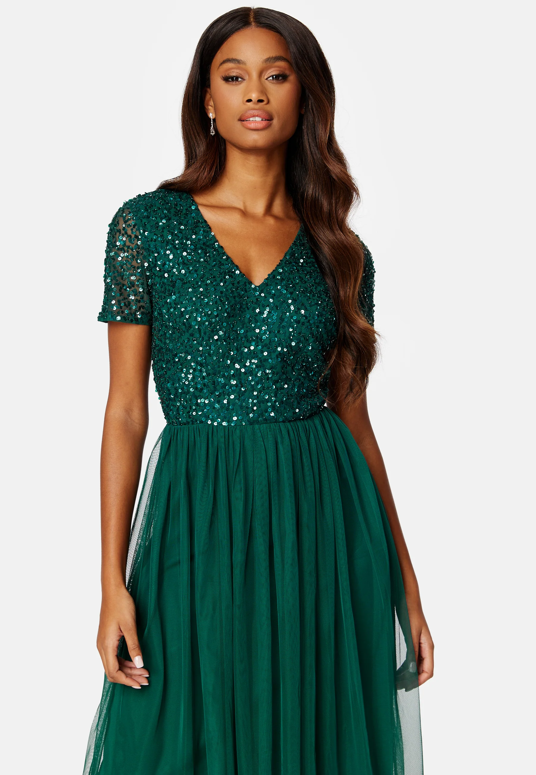 Short Sleeve Sequin Embellished Midi Dress - Image 4