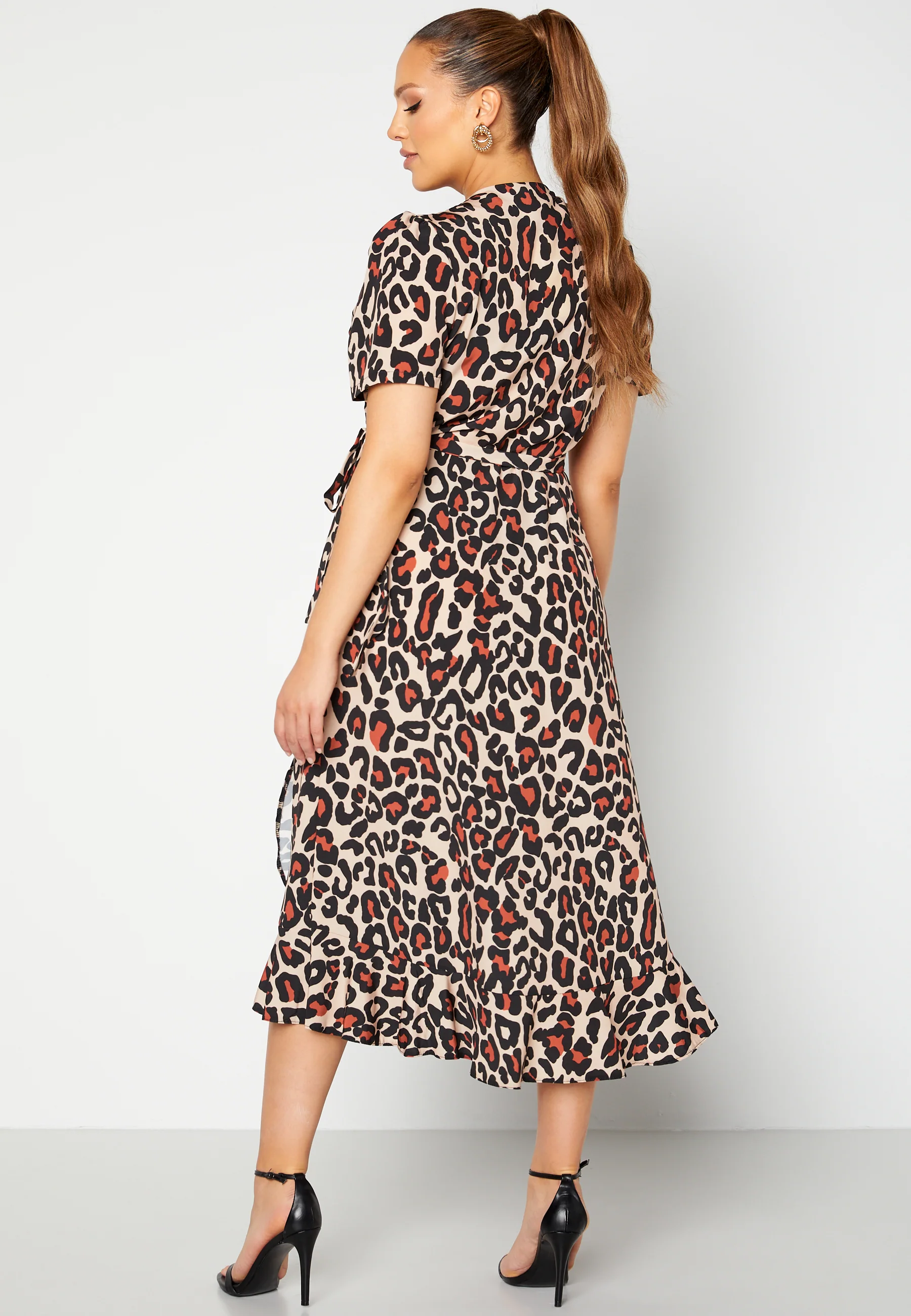 Short Sleeve Wrap Frill Curve Dress - Image 2