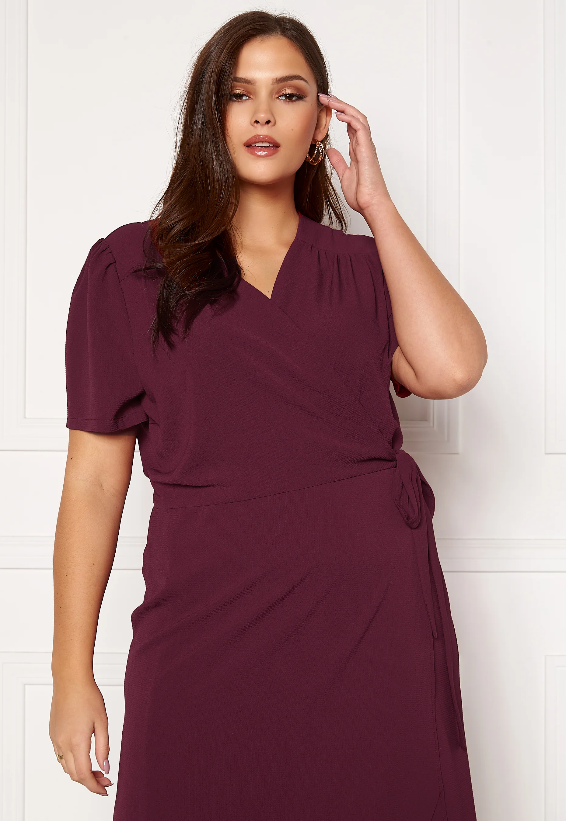 Short Sleeve Wrap Frill Curve Dress - Image 4