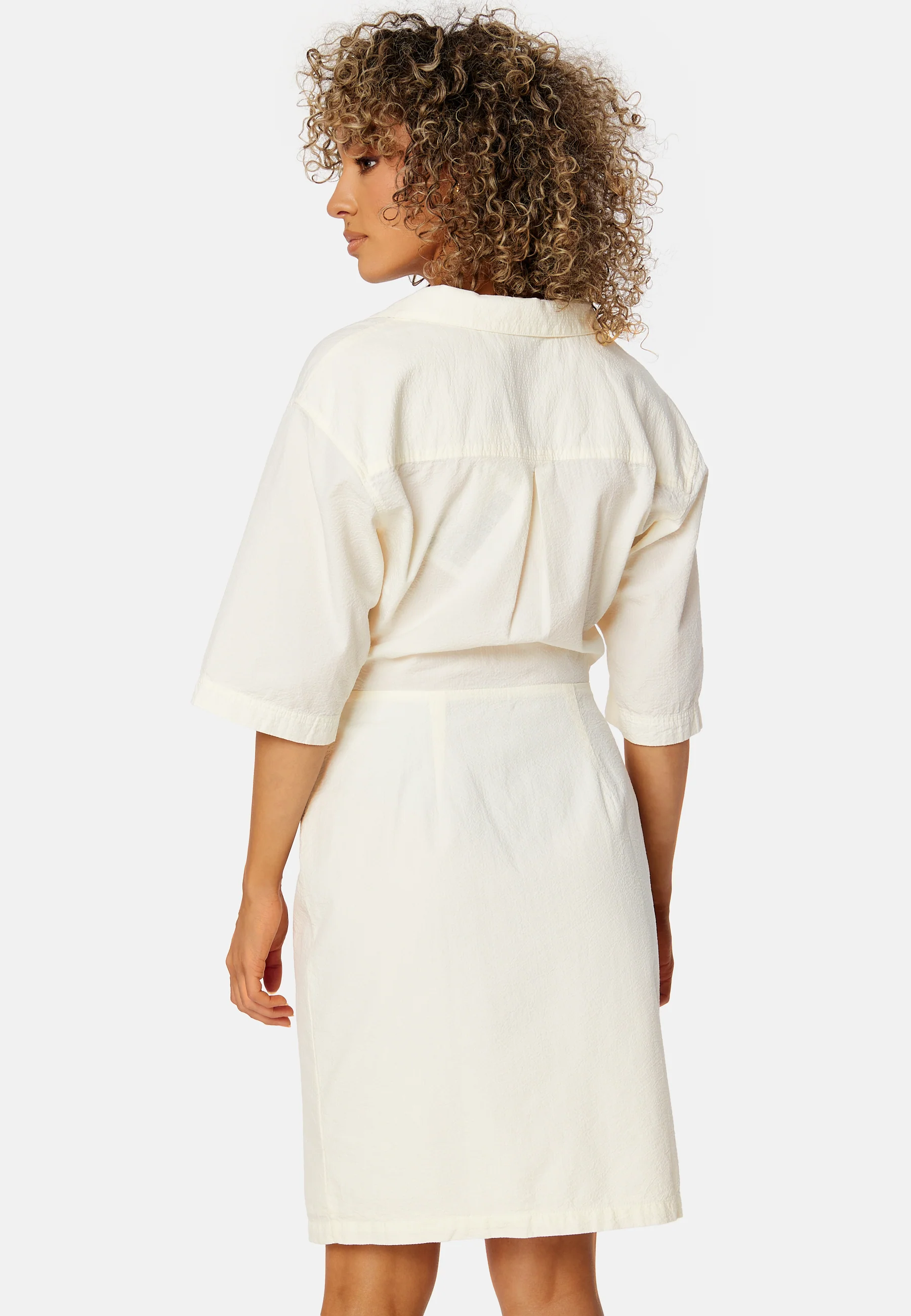 Short Sleeves Seersucker Dress - Image 2