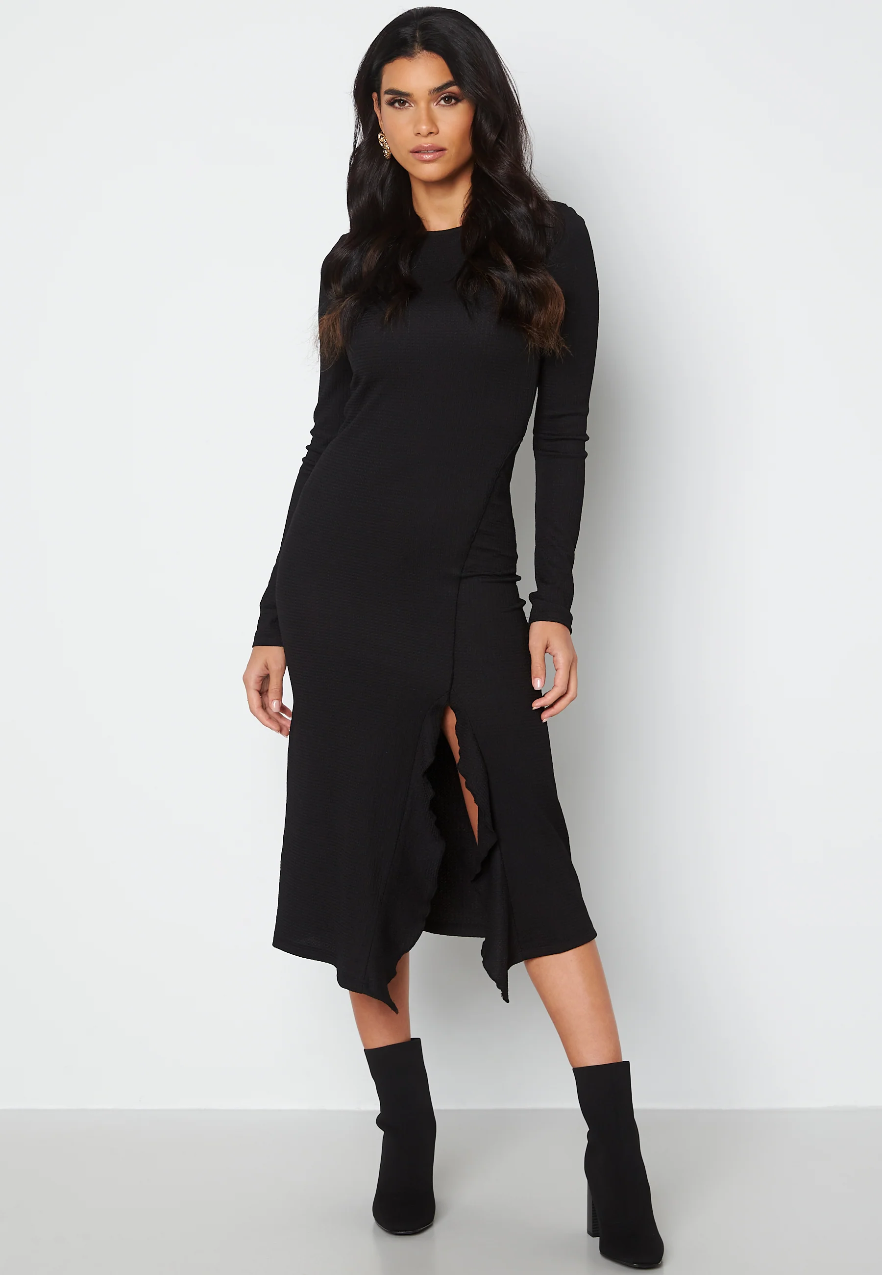 Sie L/S Detail Calf Dress