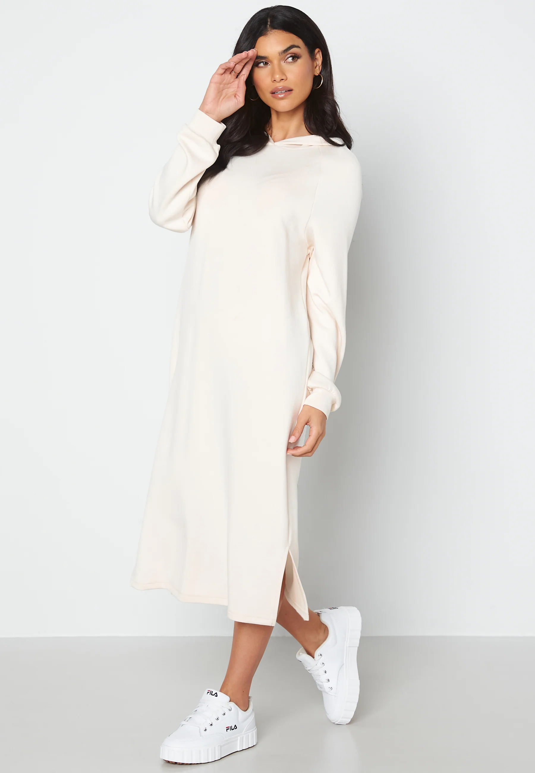 Silky L/S Slit Dress
