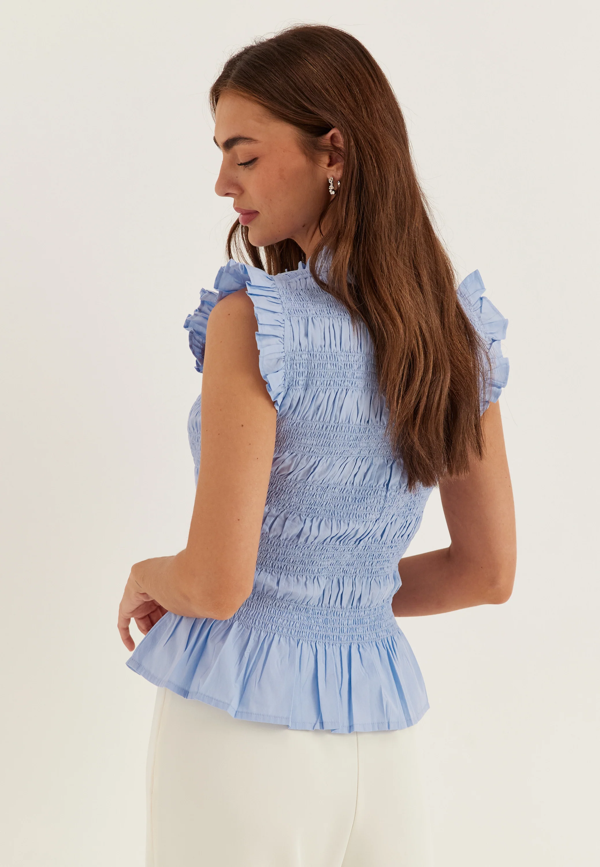 Sleeveless Cotton Smock Blouse - Image 3