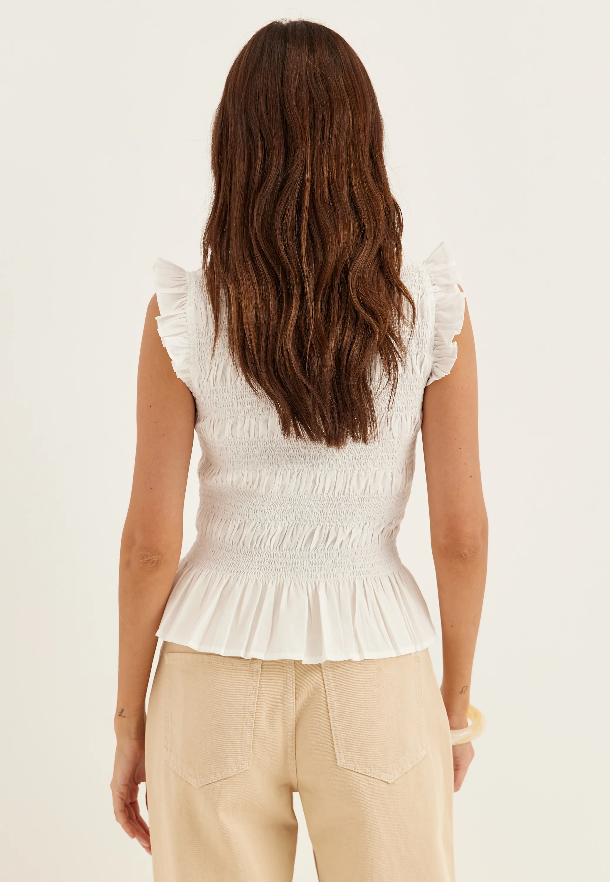 Sleeveless Cotton Smock Blouse - Image 3