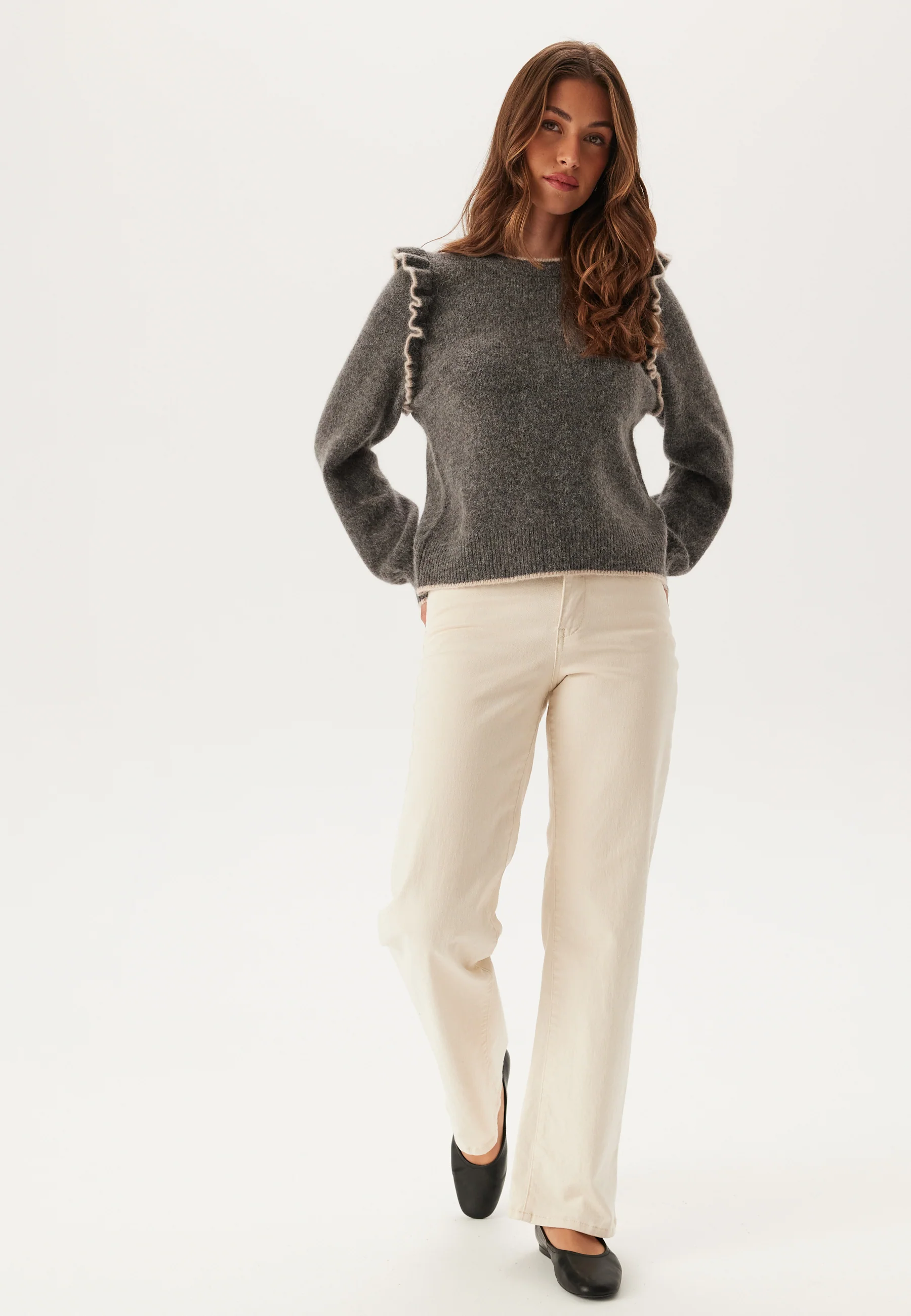 Slfalva Frills Ls Knit O-neck - Image 3