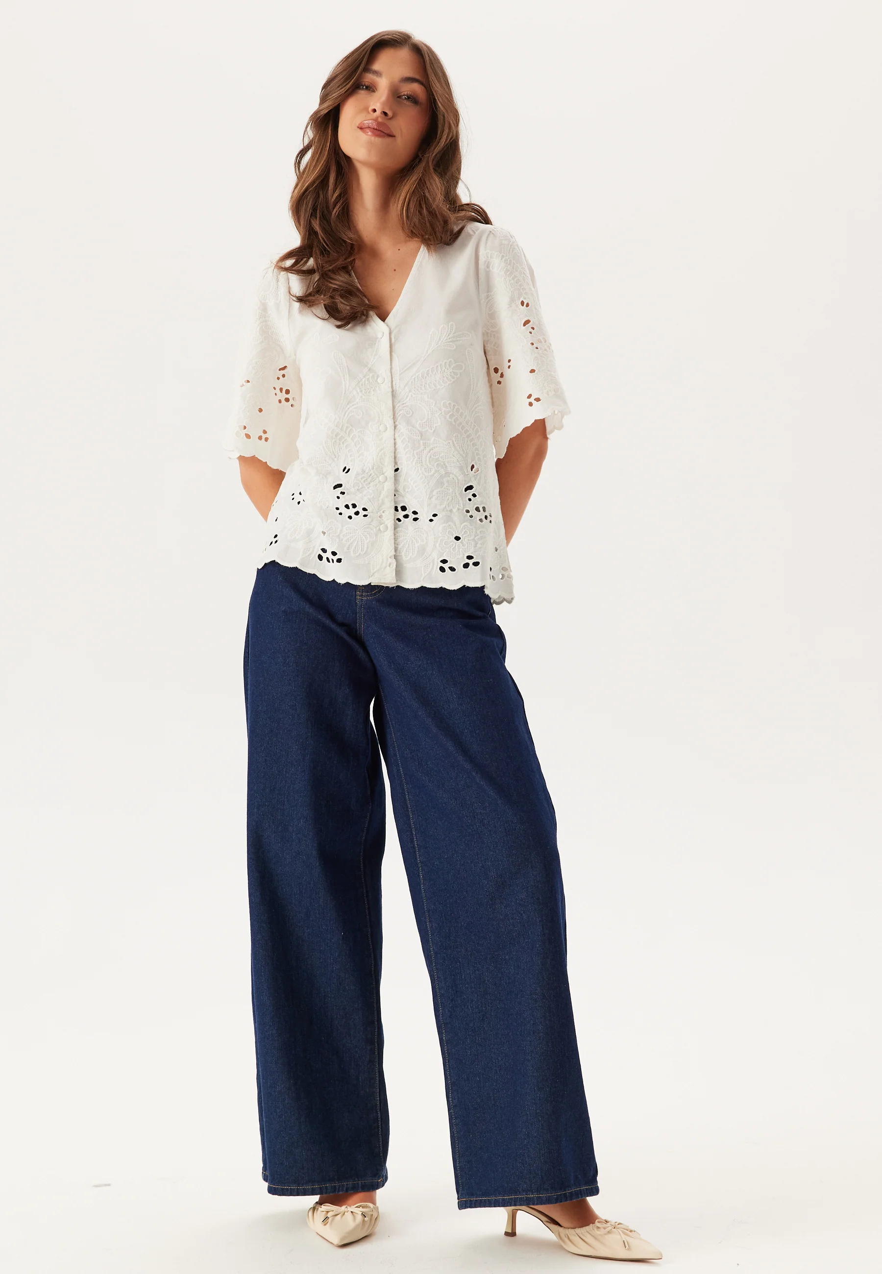 Slfdahlia Ss Broderi Shirt - Image 3