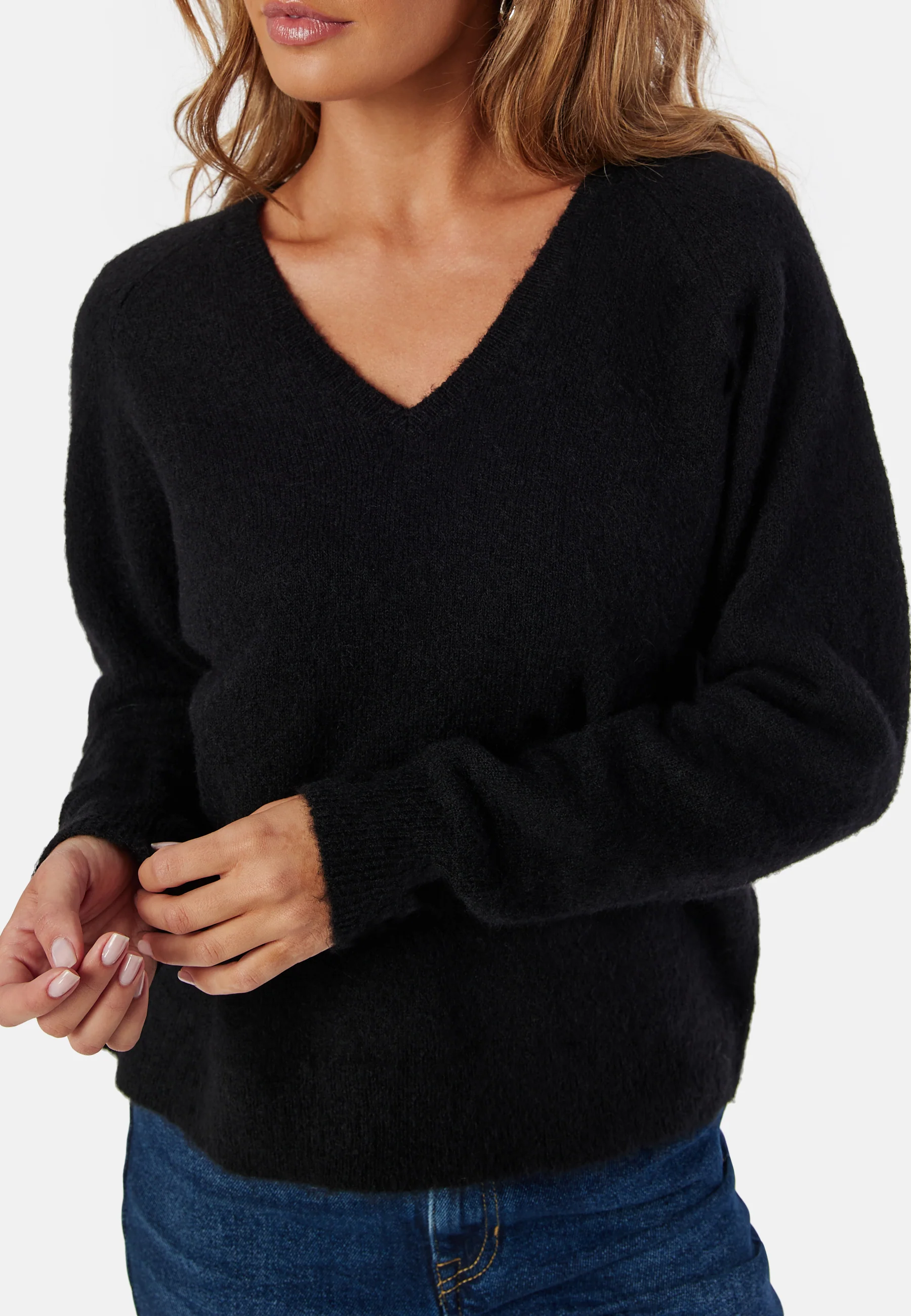 Slflulu New Ls Knit V-neck B - Image 4