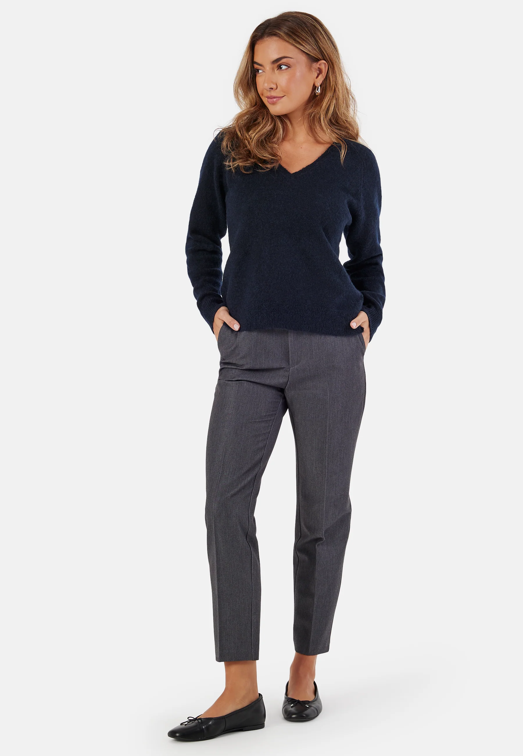 Slflulu New Ls Knit V-neck B - Image 2