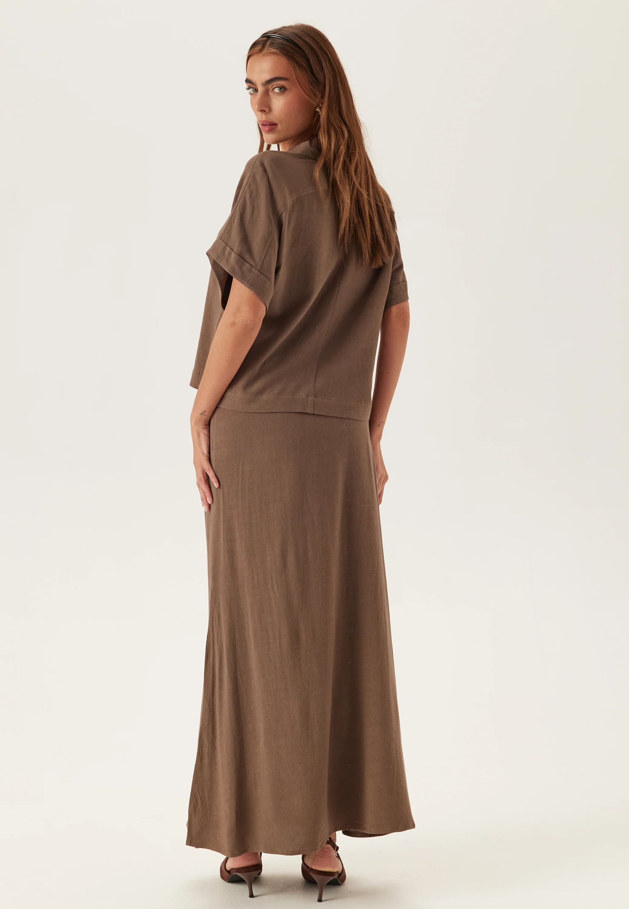 Slfviva Hw Ankle Linen Blend Skirt - Image 4