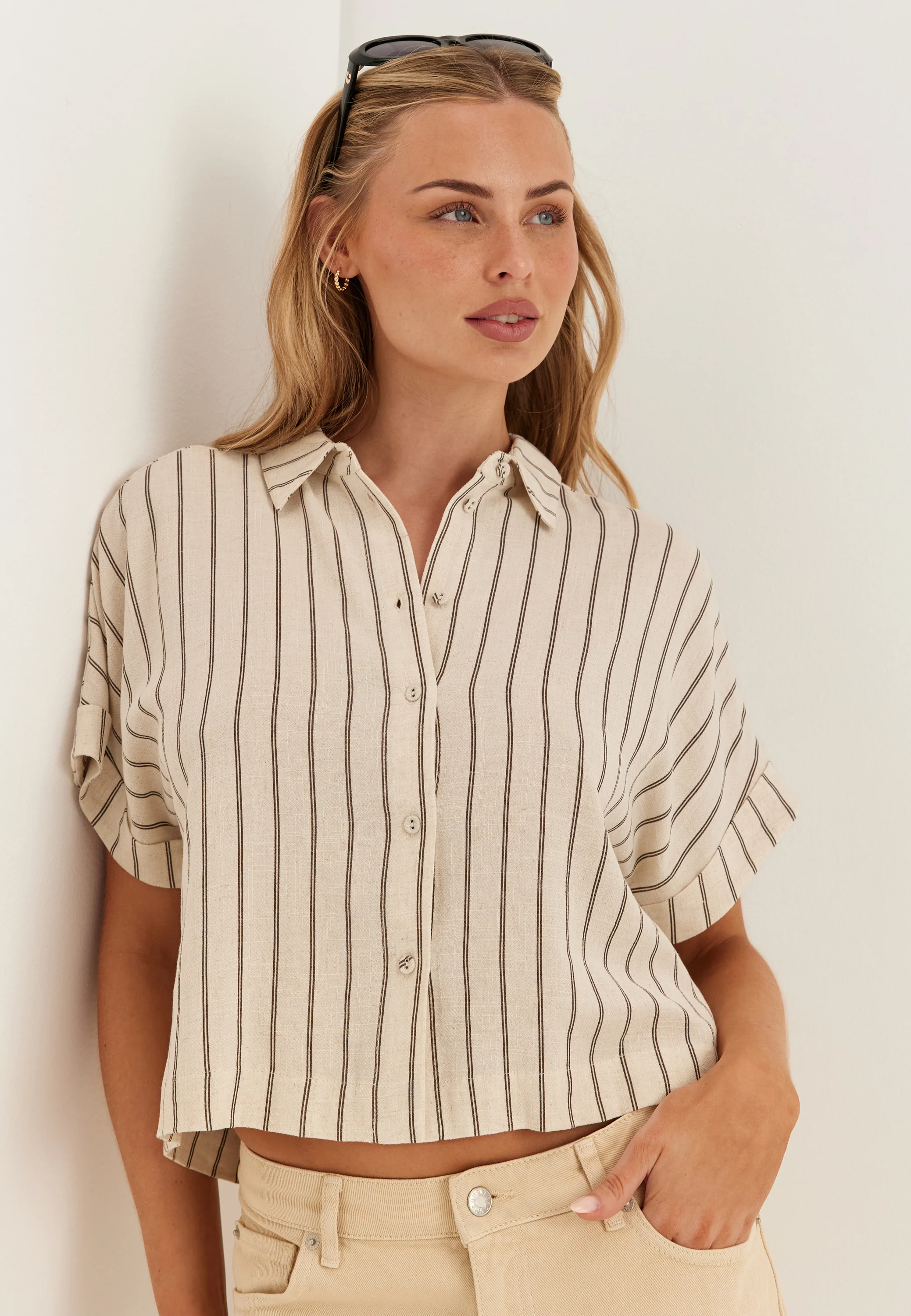 Slfviva Ss Striped Cropped Sunshirt - Image 5
