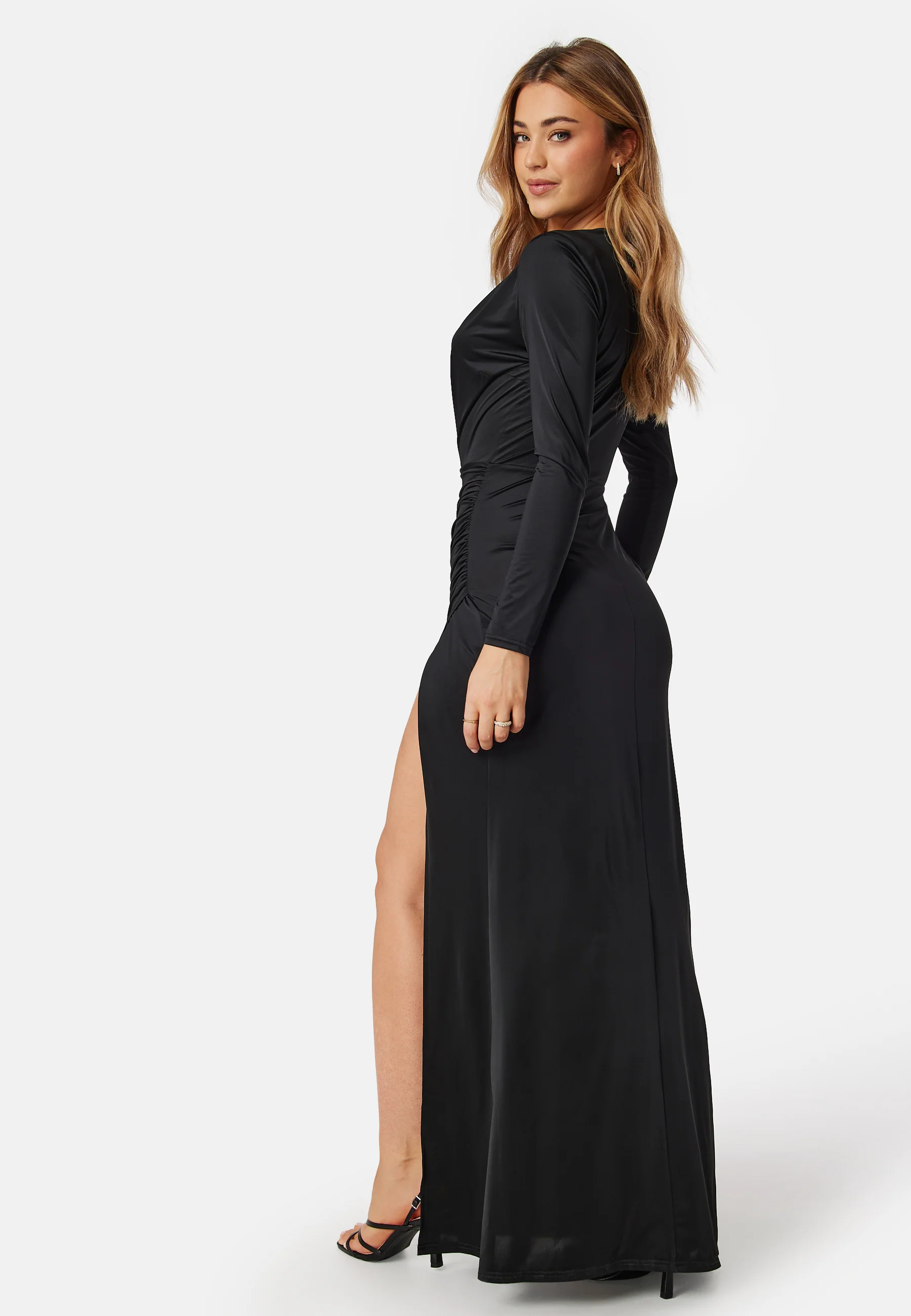 Slit V-neck stretchy gown - Image 2
