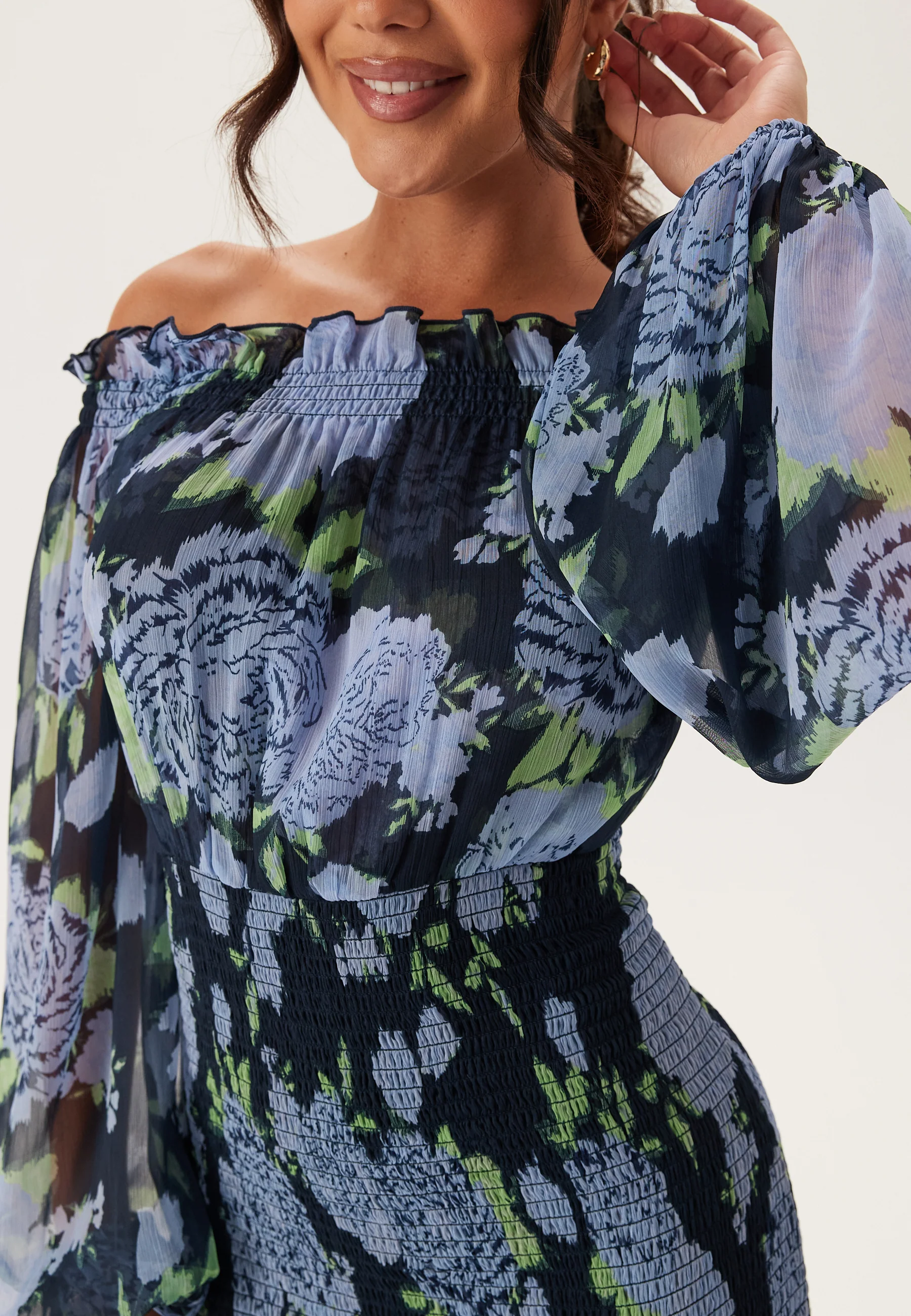 Smock Off Shoulder Maxi Dress - Image 6