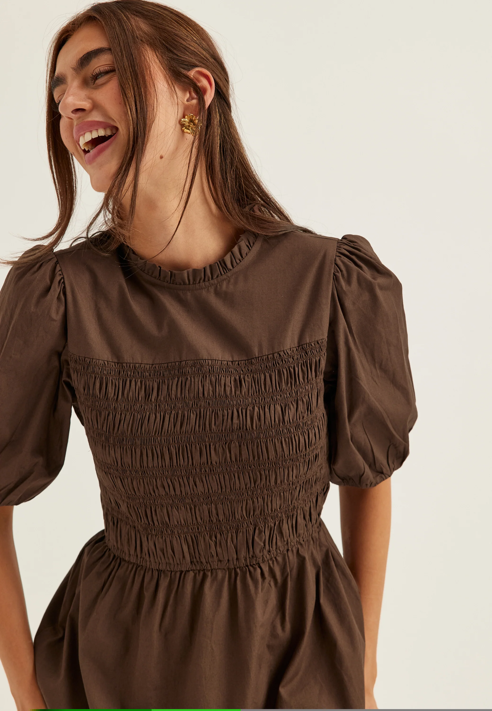 Smock Short Sleeve Cotton Dress - Image 2