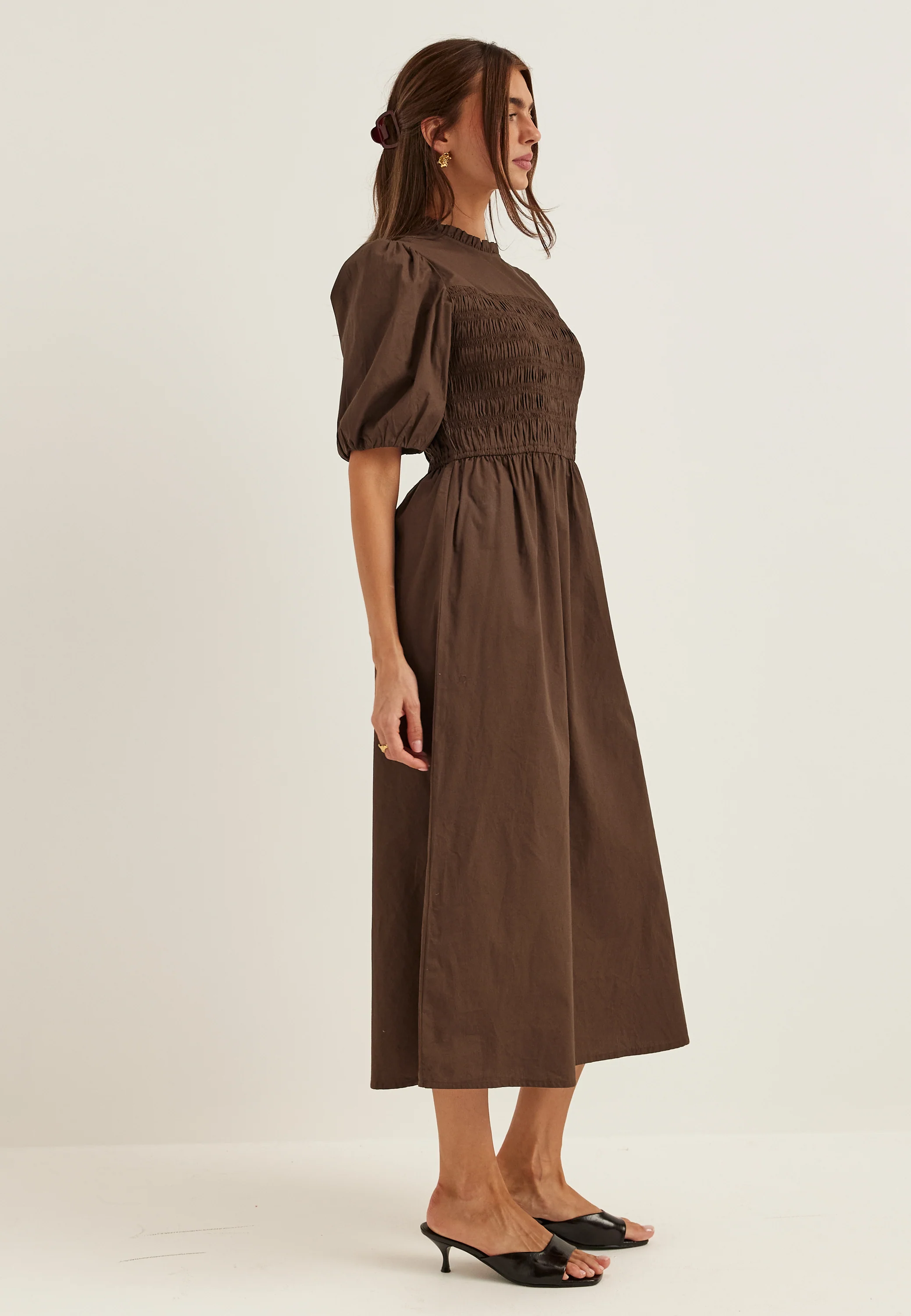 Smock Short Sleeve Cotton Dress - Image 3