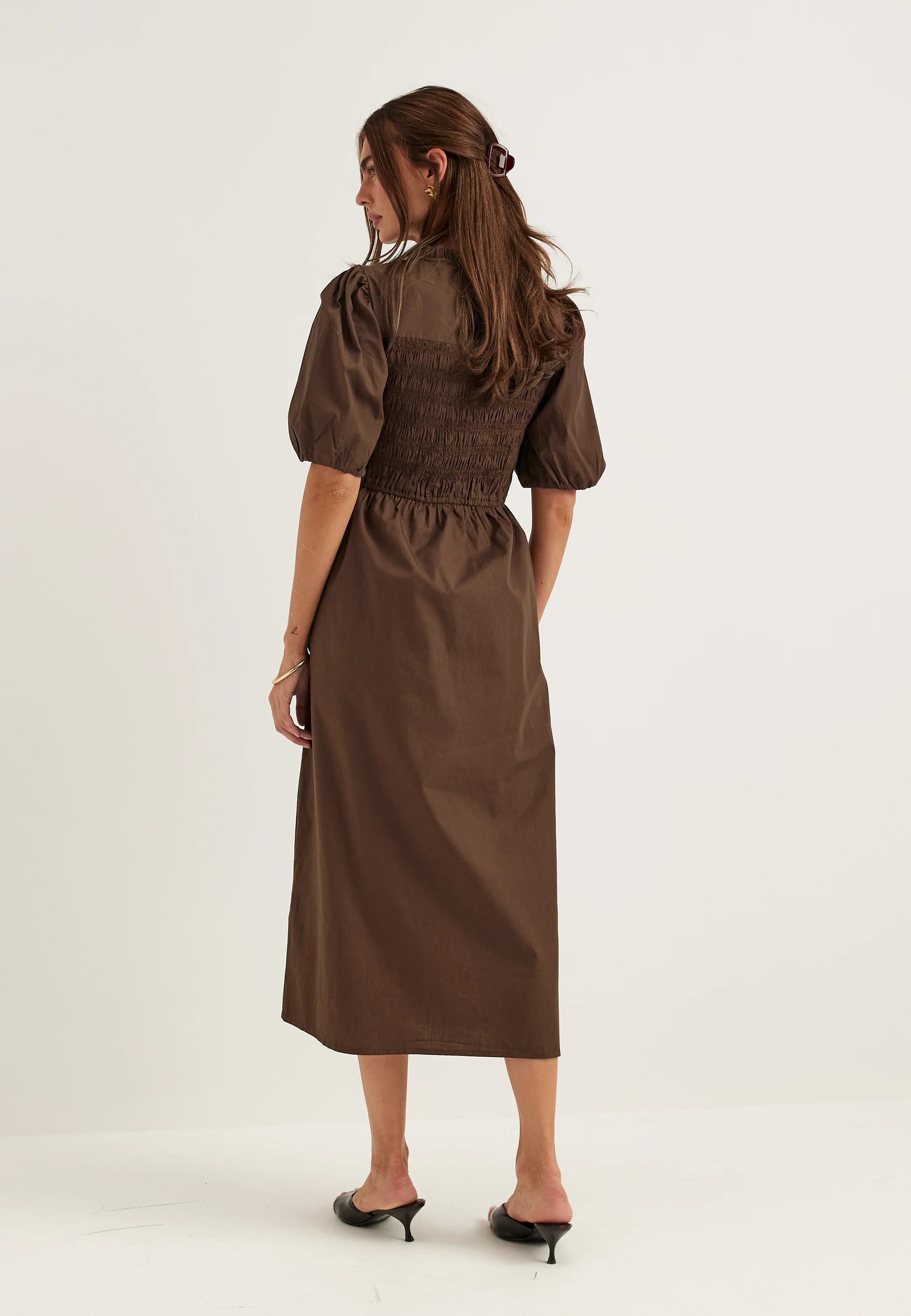 Smock Short Sleeve Cotton Dress - Image 4