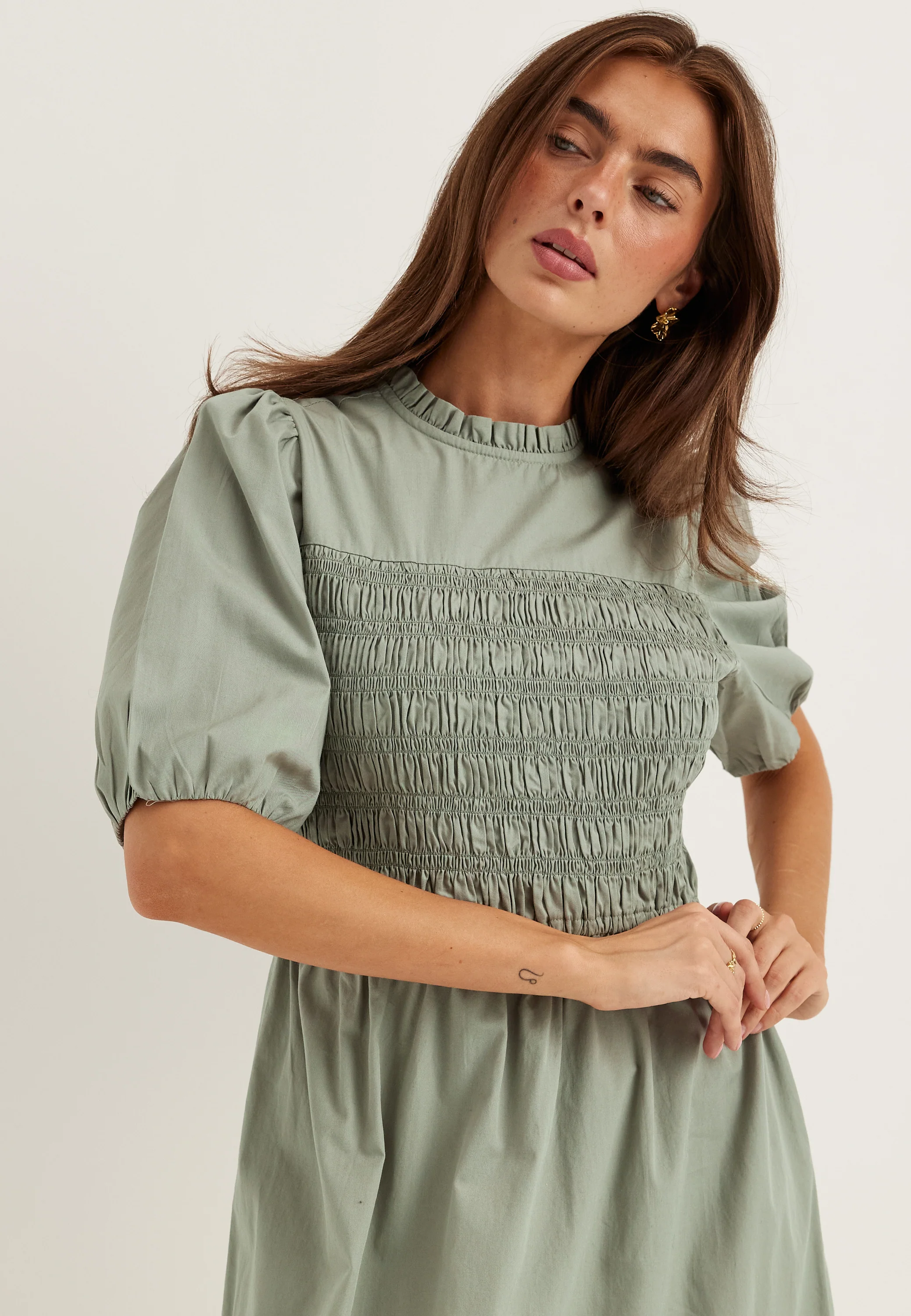 Smock Short Sleeve Cotton Dress - Image 2