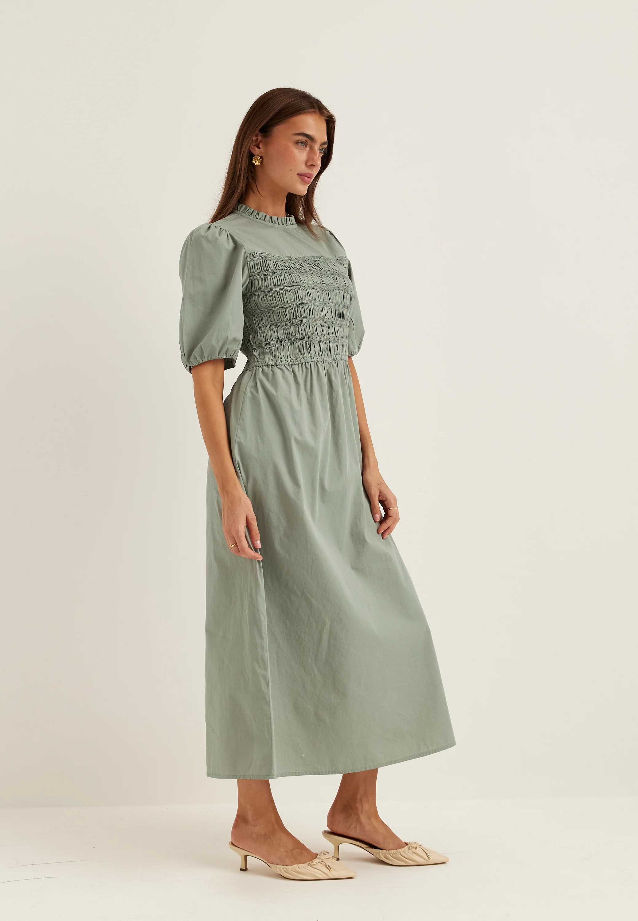 Smock Short Sleeve Cotton Dress - Image 5