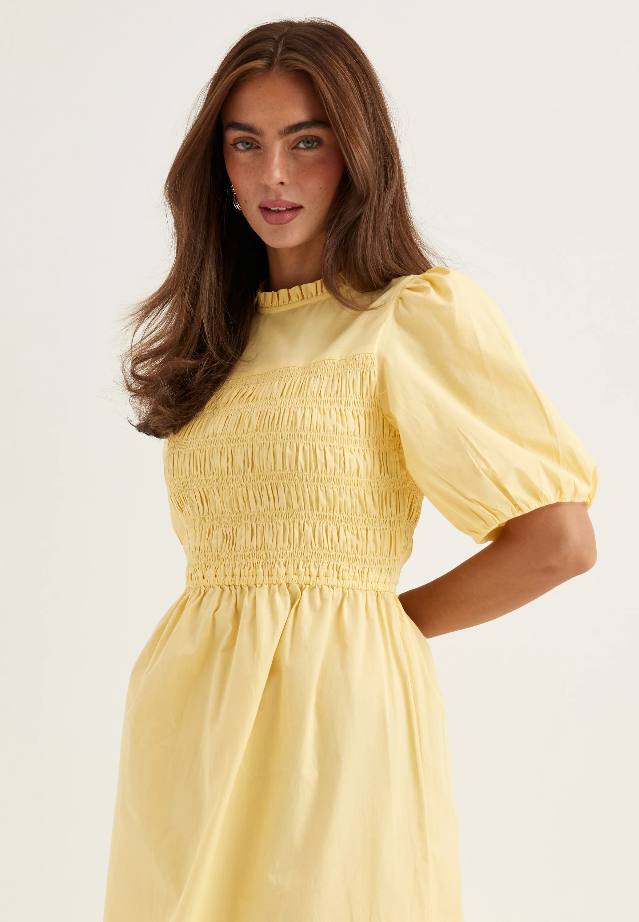 Smock Short Sleeve Cotton Dress - Image 4
