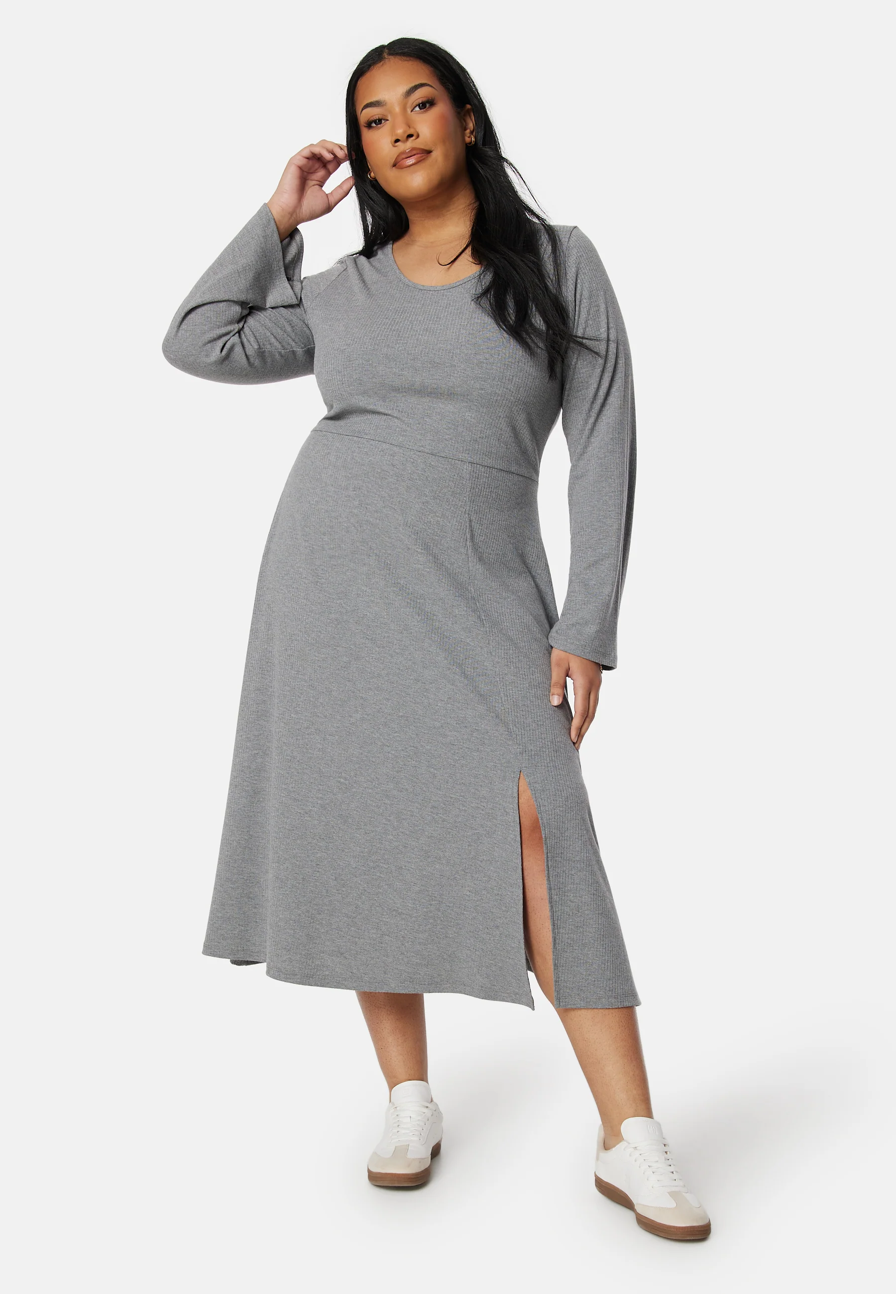 Soft Rib Slit Midi Dress - Image 6