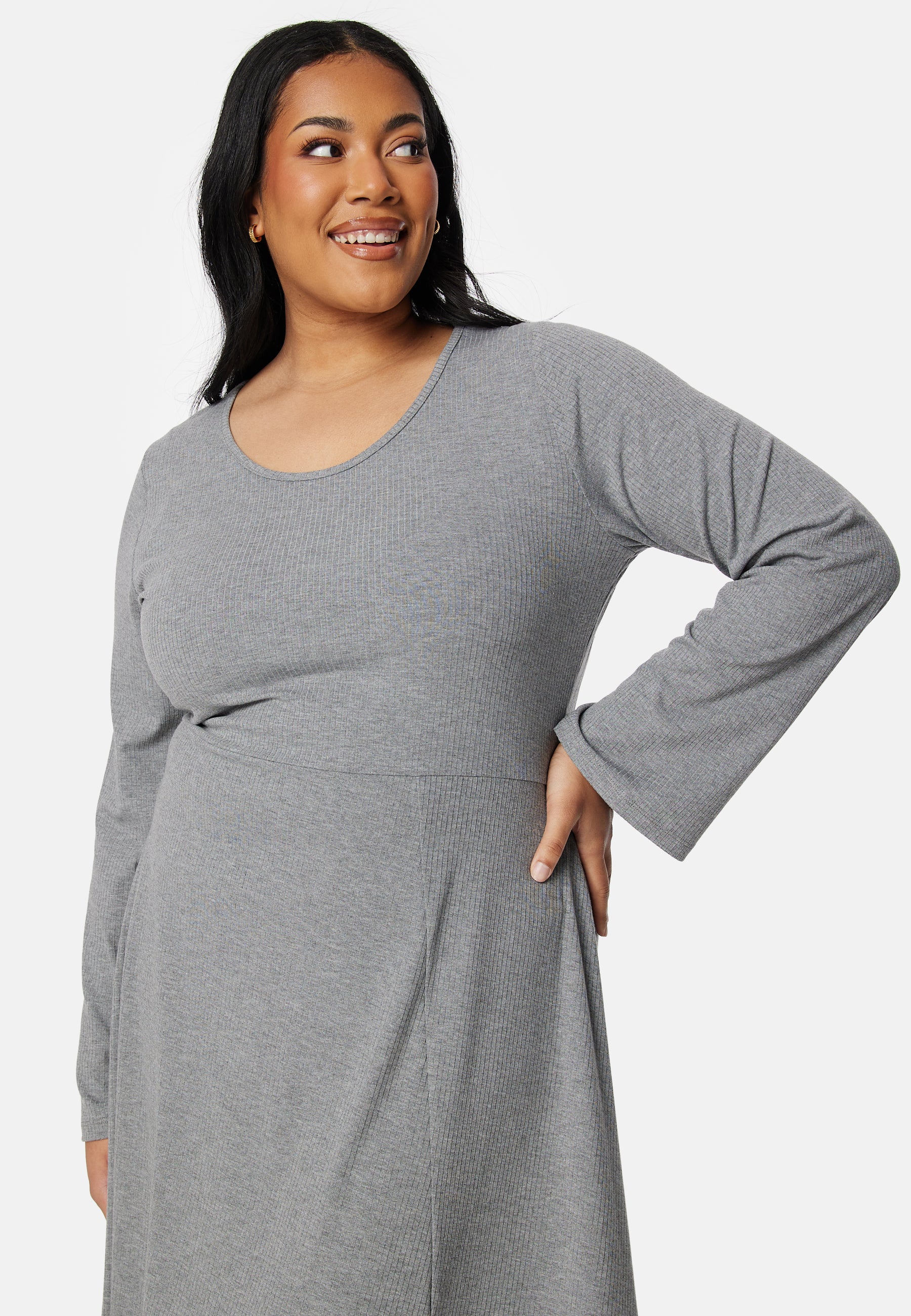 Soft Rib Slit Midi Dress - Image 8