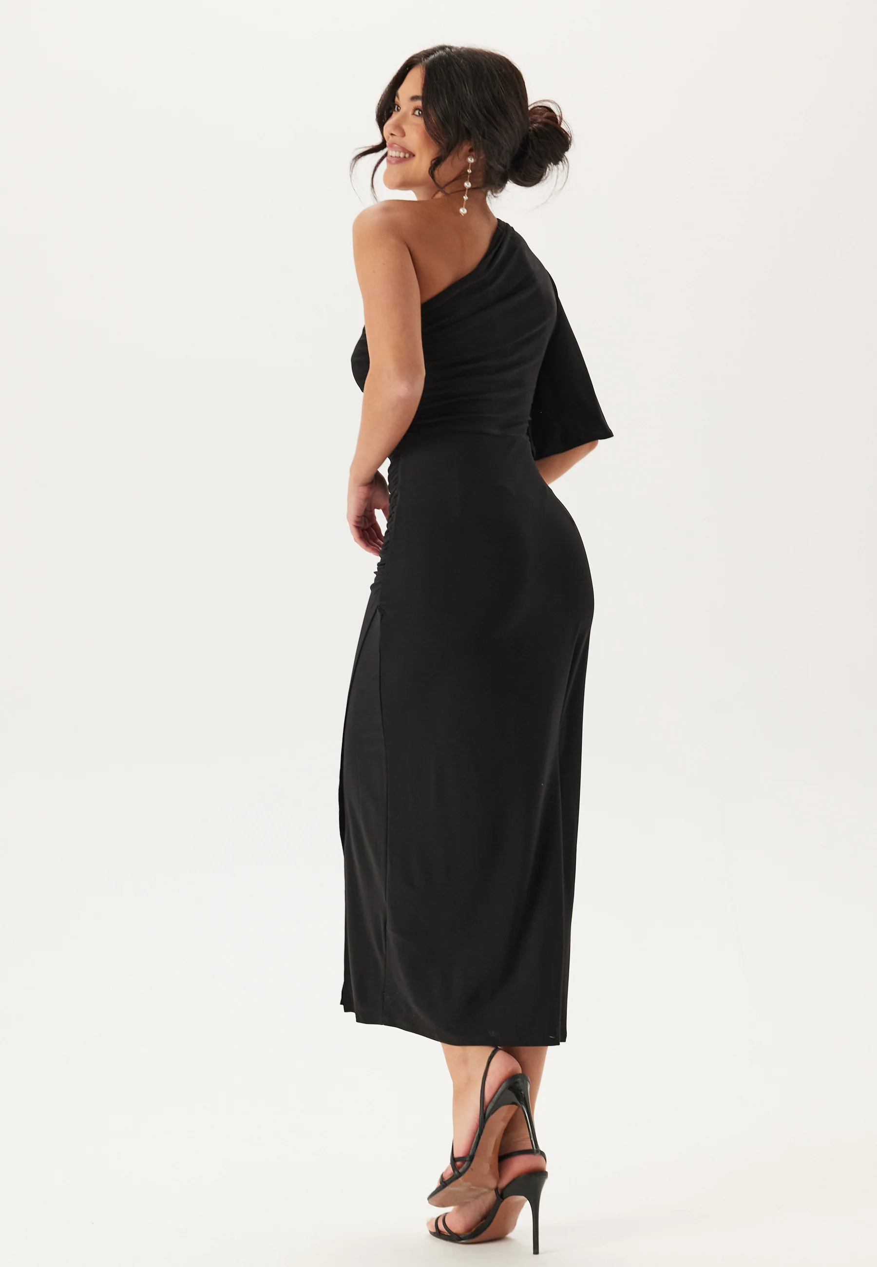 Soft Ruched One Shoulder Midi Dress - Image 2