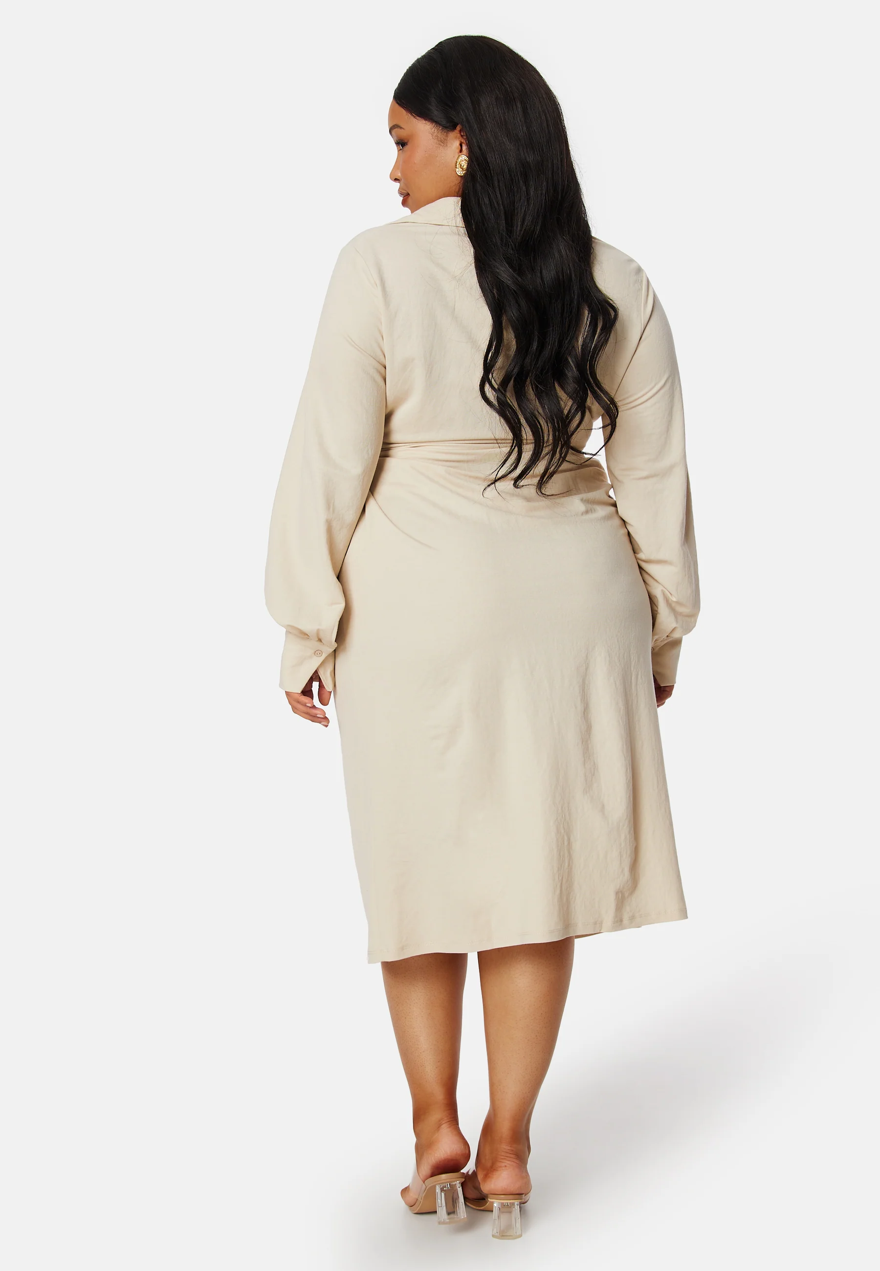 Soft Wrap Midi Shirt Dress - Image 6
