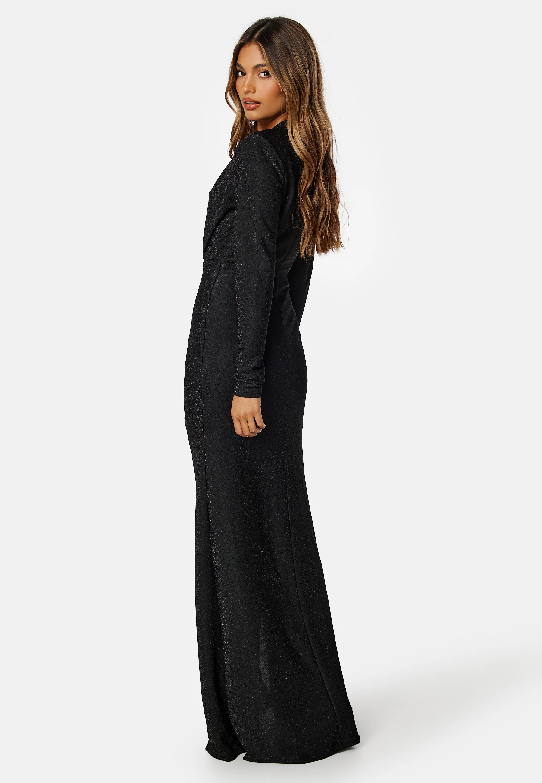 Sparkling Ruched Slit Gown - Image 3