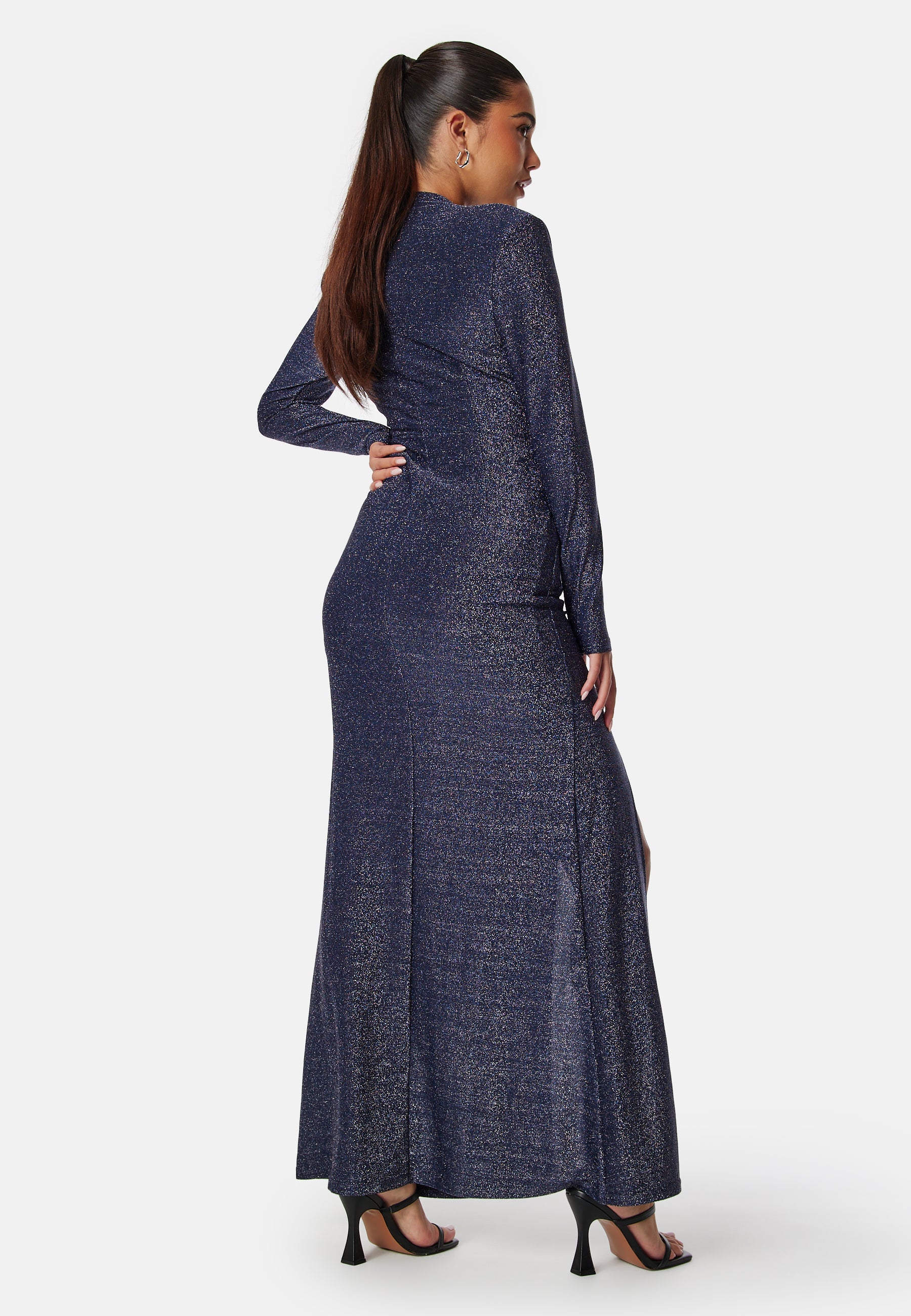 Sparkling Ruched Slit Gown - Image 3