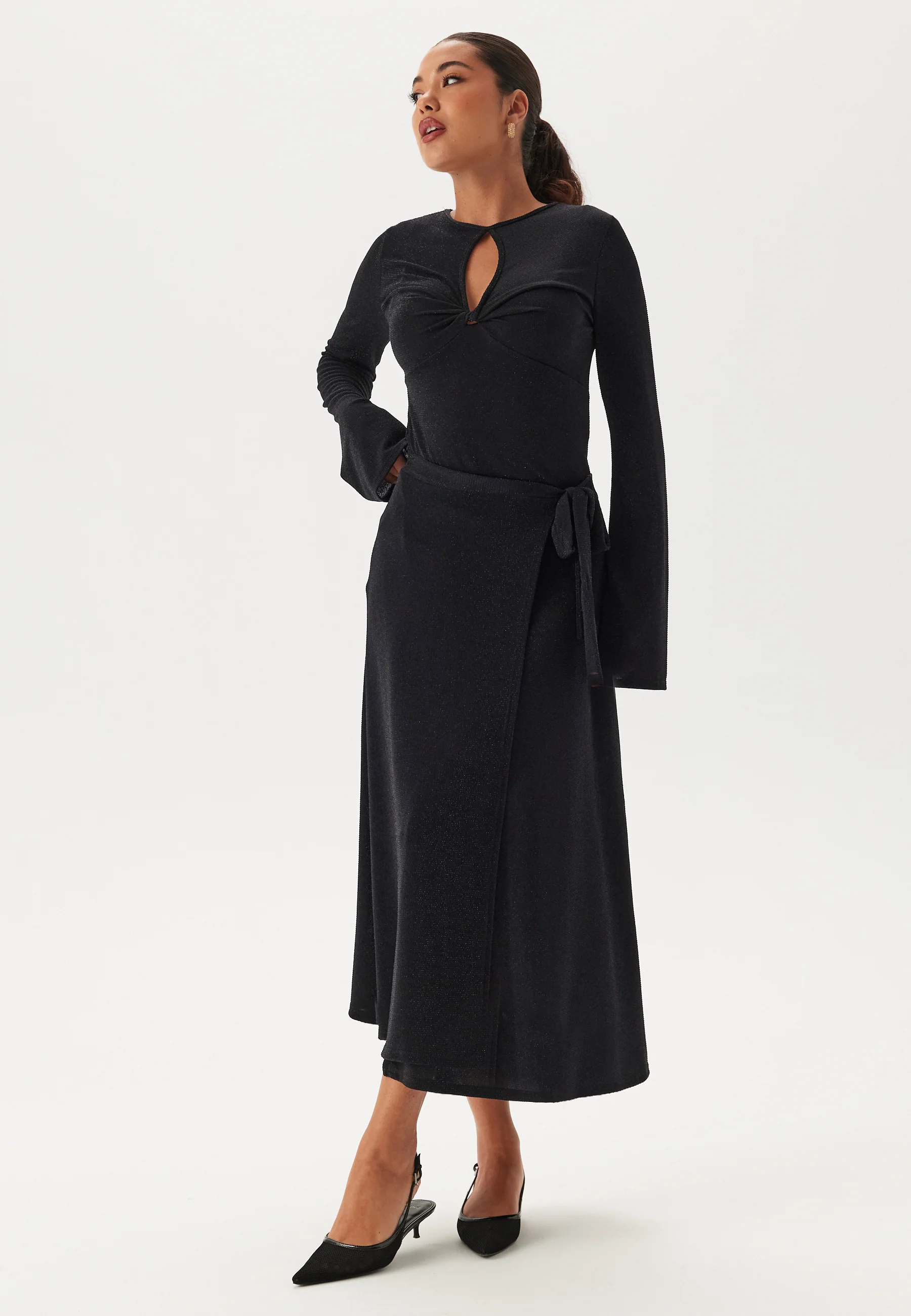 Sparkling Wrap Midi Skirt