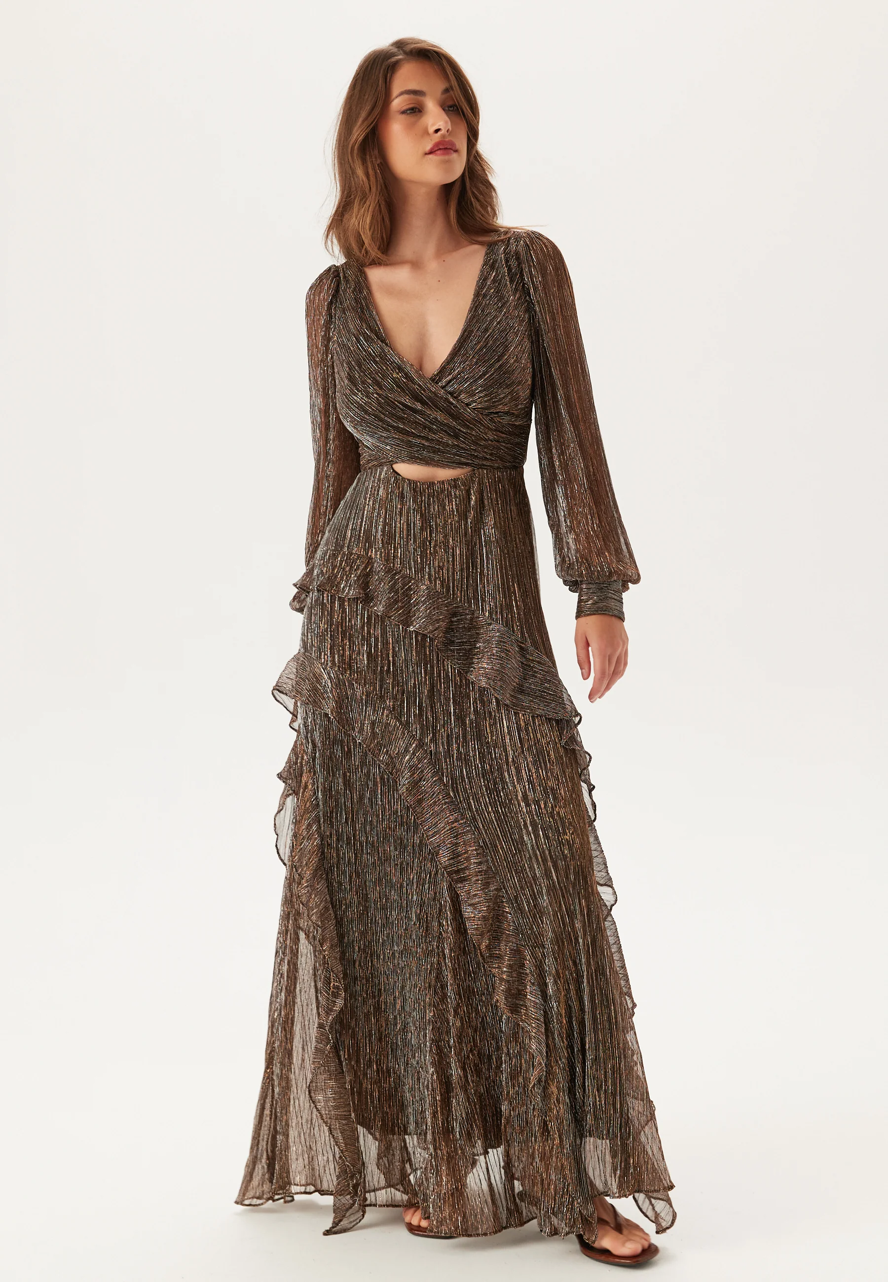 Spencer Plisse Ruffle Midi