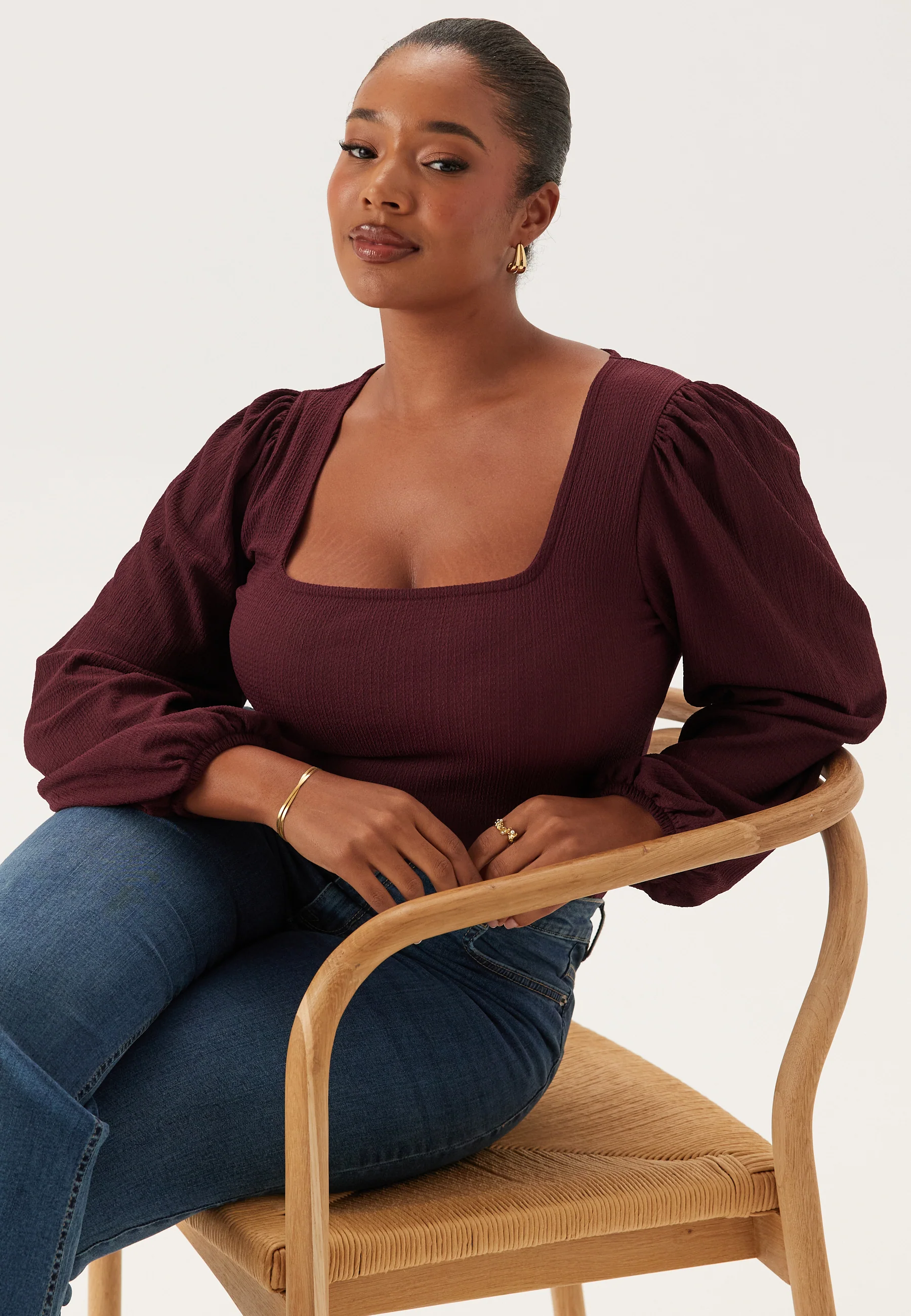 Square Neck Balloon Sleeve Top - Image 5