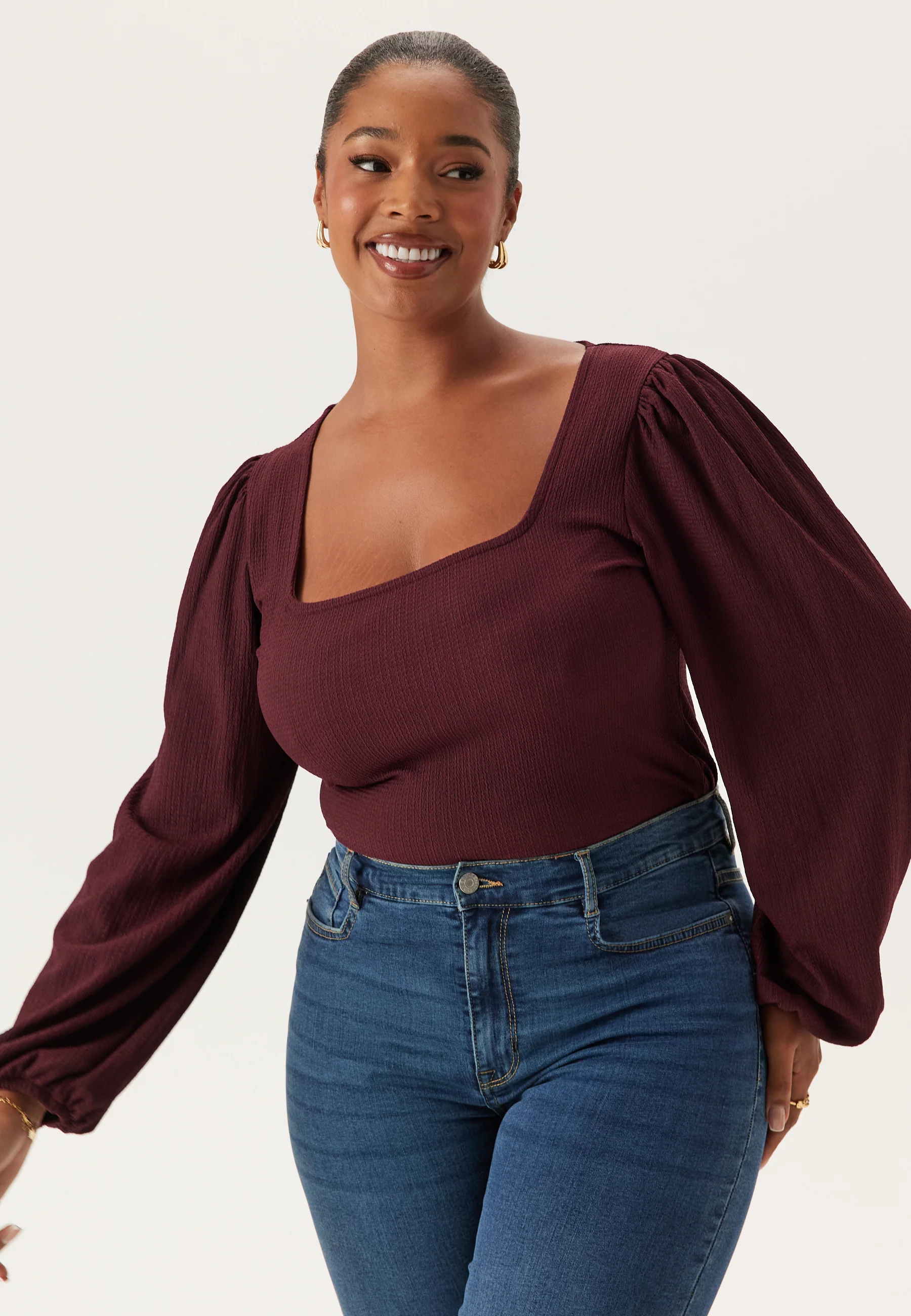 Square Neck Balloon Sleeve Top - Image 6