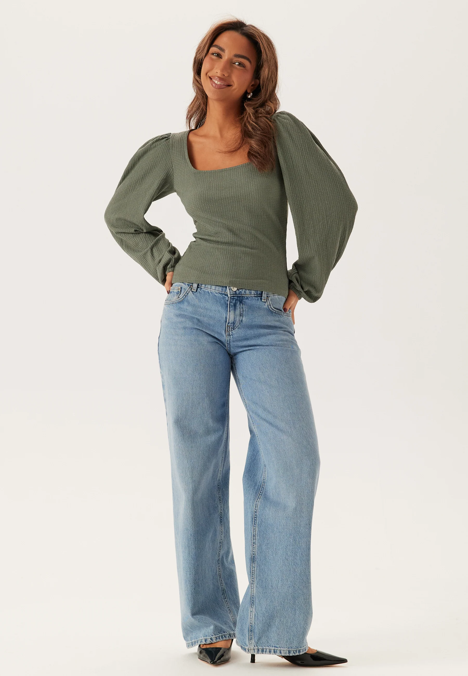 Square Neck Balloon Sleeve Top - Image 3