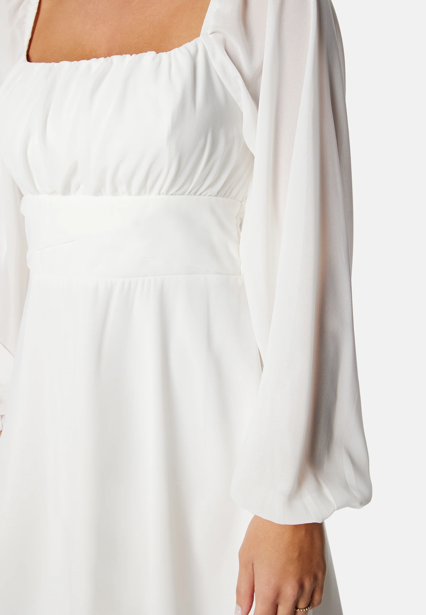 Square Neck L/S Chiffon Dress - Image 5