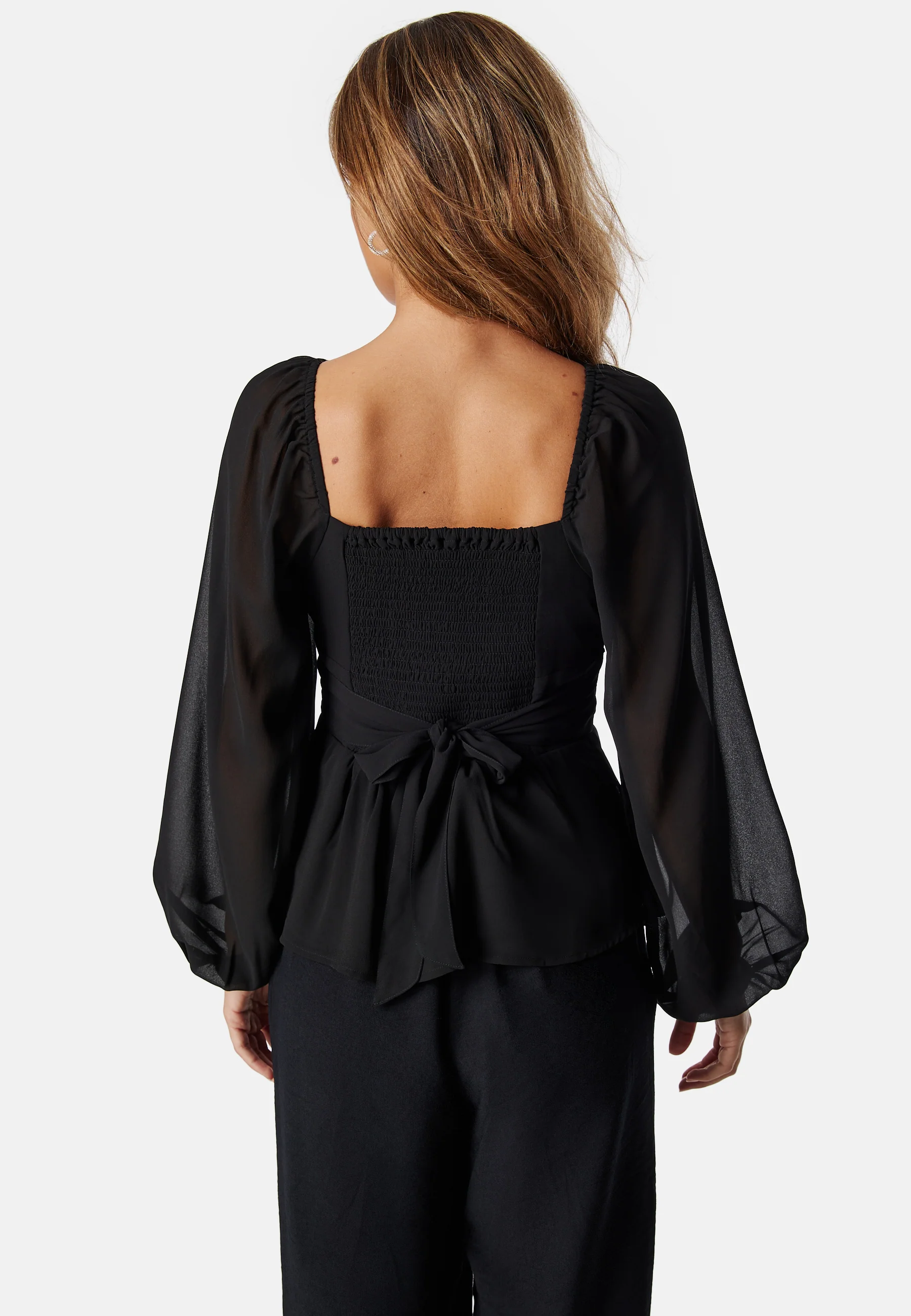 Square Neck L/S Georgette Blouse - Image 2