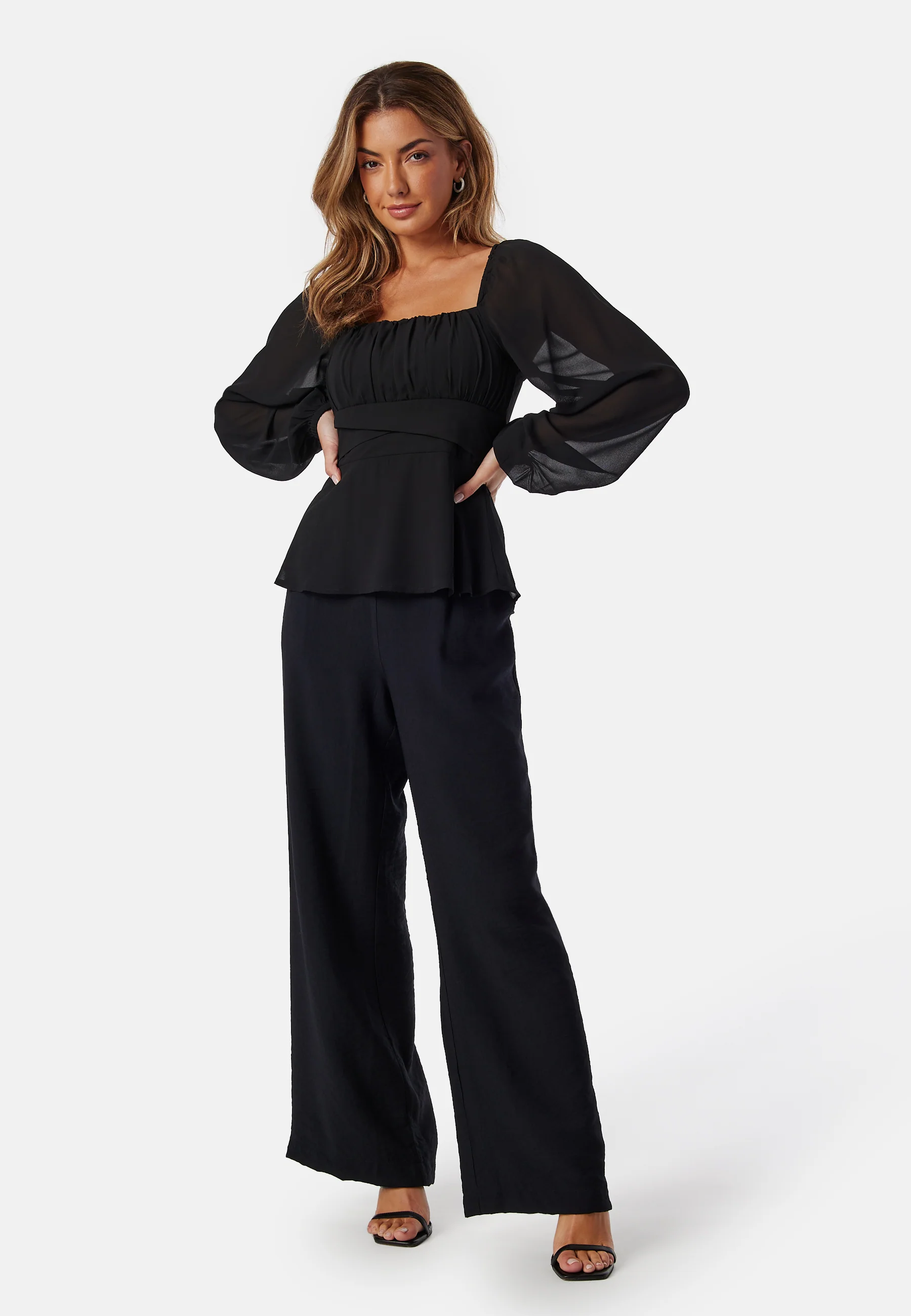 Square Neck L/S Georgette Blouse - Image 3