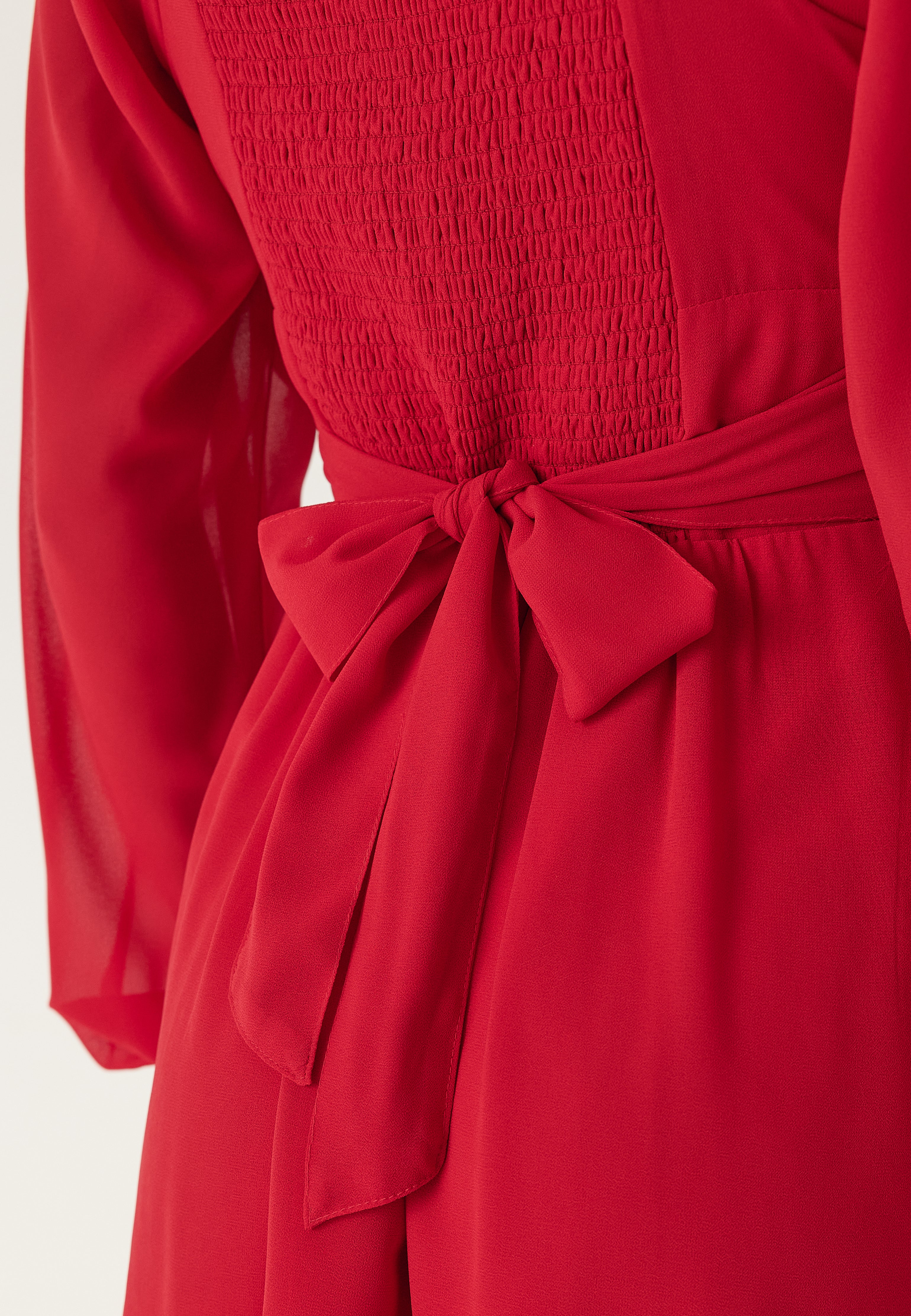 Square Neck L/S Georgette Dress - Image 7