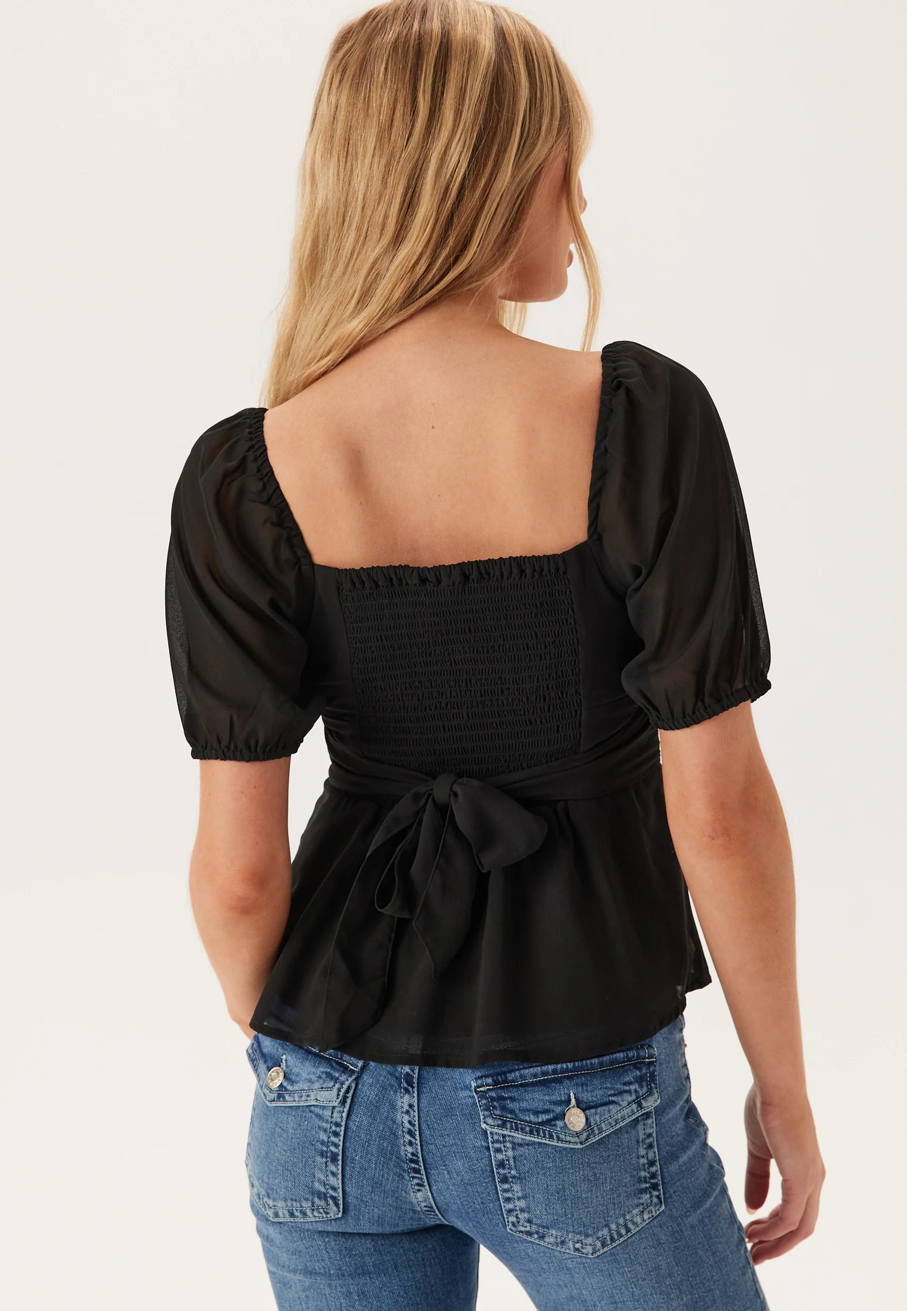 Square Neck S/S Georgette Blouse - Image 2