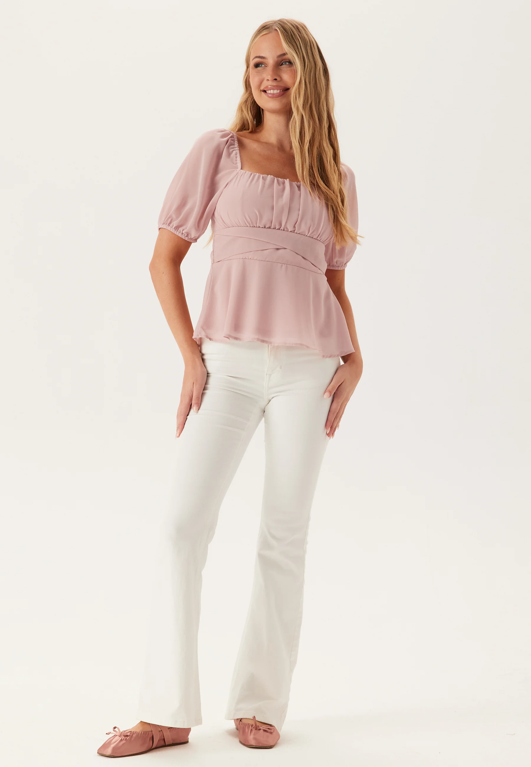Square Neck S/S Georgette Blouse - Image 4